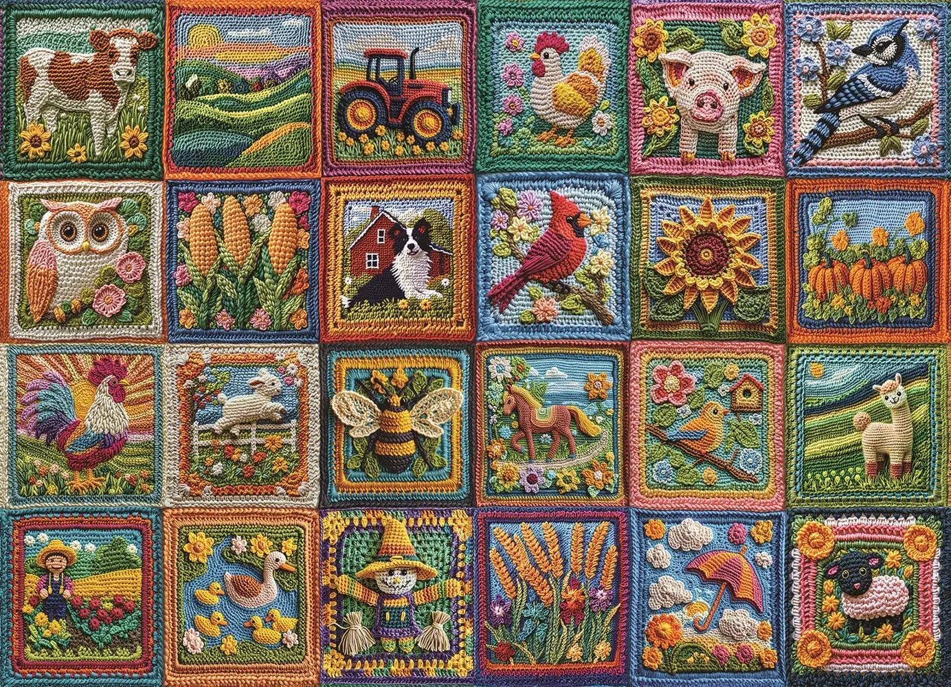 Häkel Patchwork Bauernhof