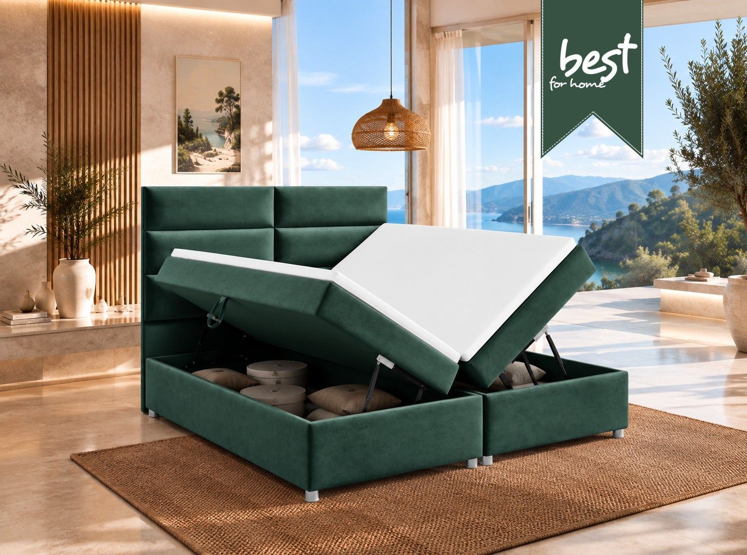 Best For Home Trinity K-4 Boxspringbett mit H3-Matratze, Topper und ...