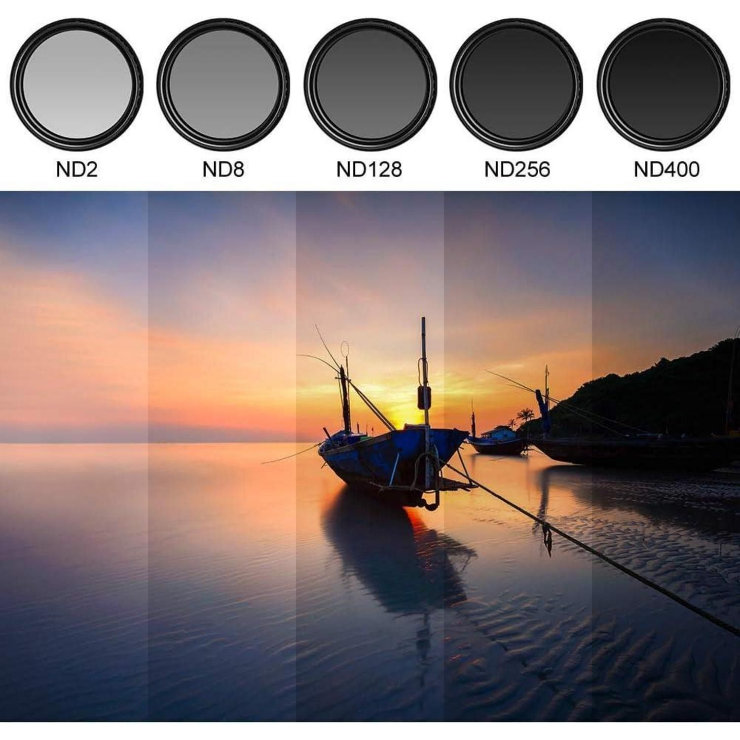 Fotover 52mm Variabler ND Filter Slim ND2-ND400 für Canon Nikon Sony ...