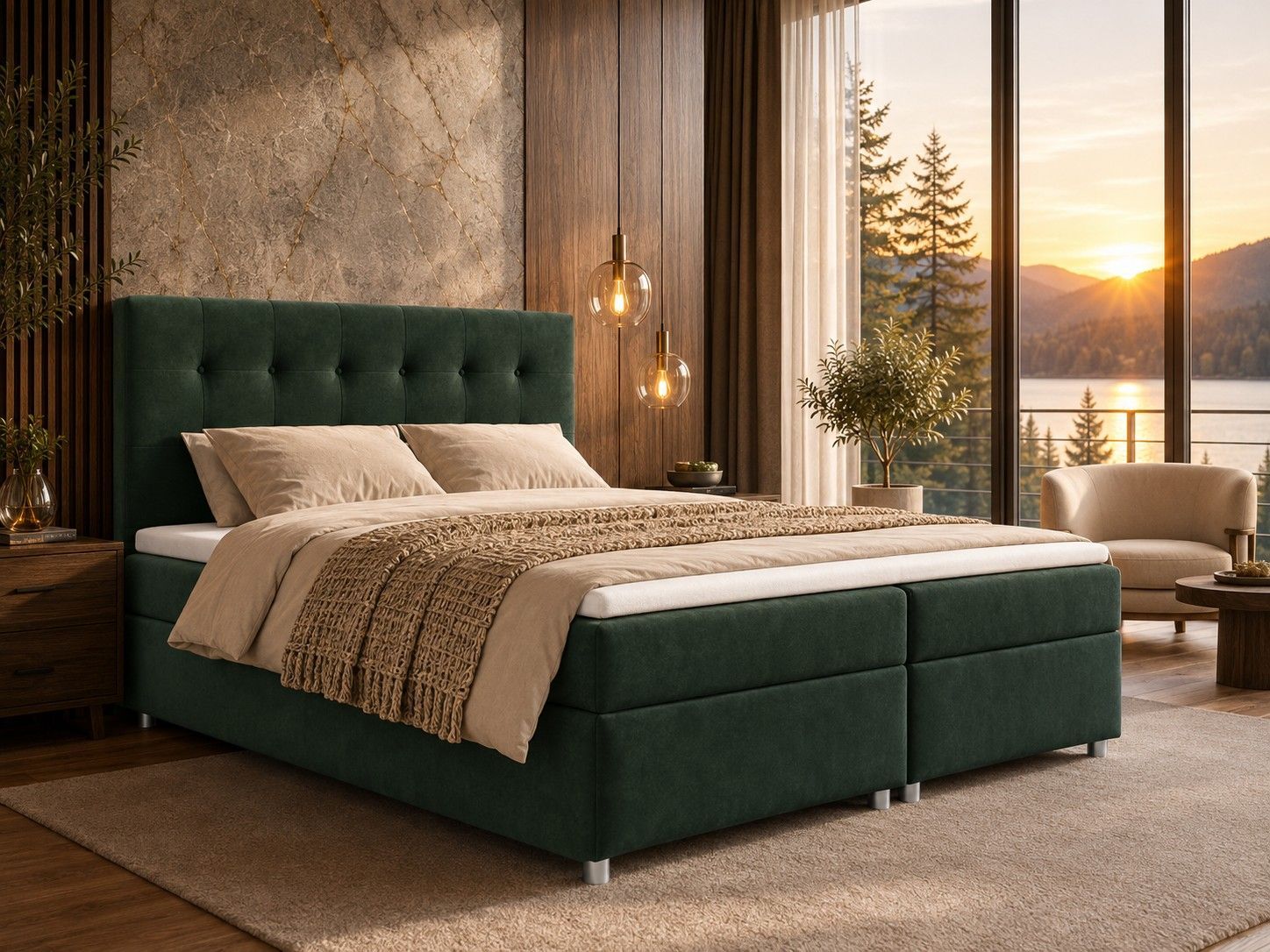 Best For Home Trinity K-6 Boxspringbett mit 7-Zonen-Matratze H3, Topper ...