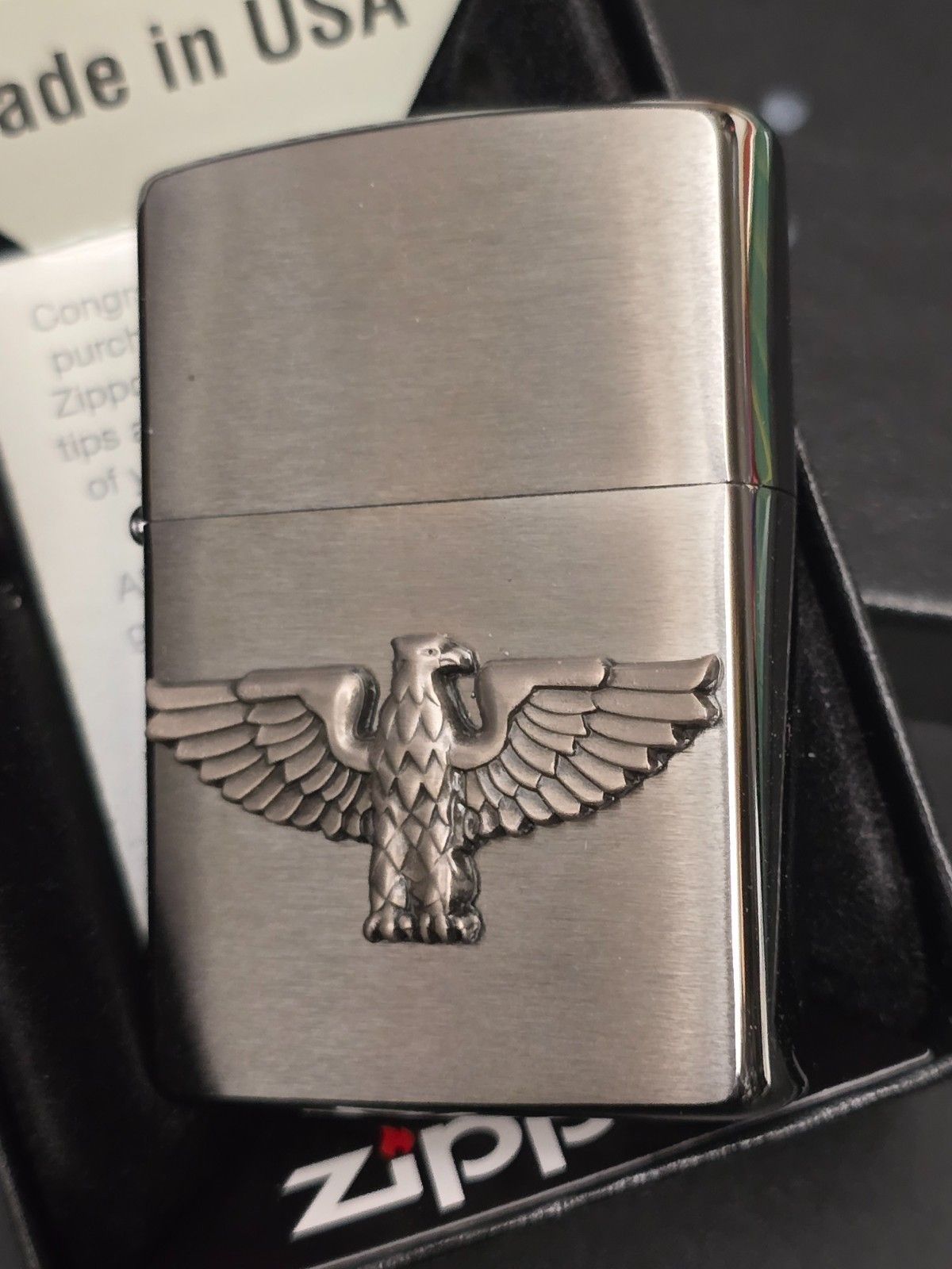 Zippo ADLER Emblem (Custom PIN Style) German Eagle, Chrom gebürstet ...