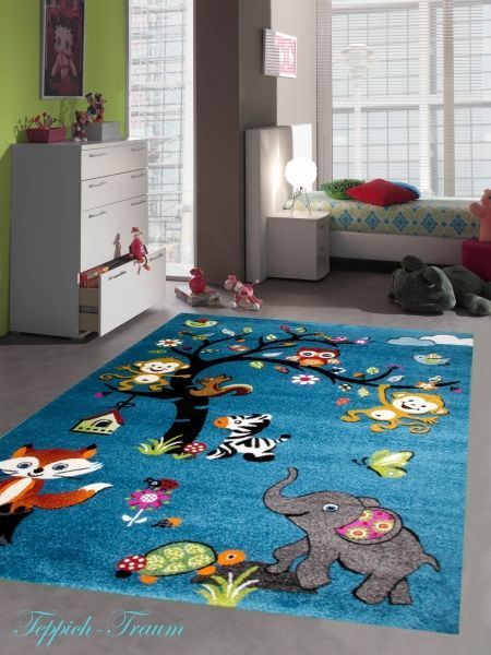 Kinderteppich Spielteppich Kinderzimmer Teppich Zootiere niedliche