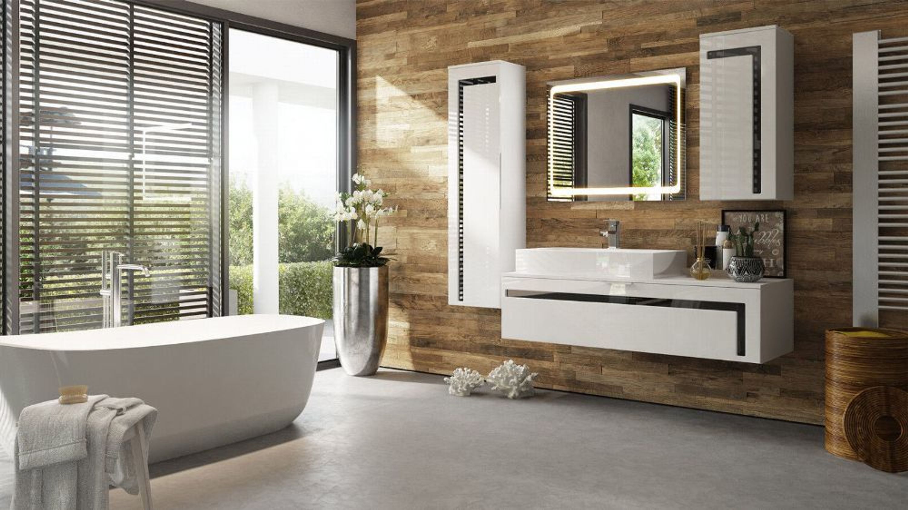 Badmöbel Komplettset Badezimmermöbel Hochschrank Schrank Aloha Weiß