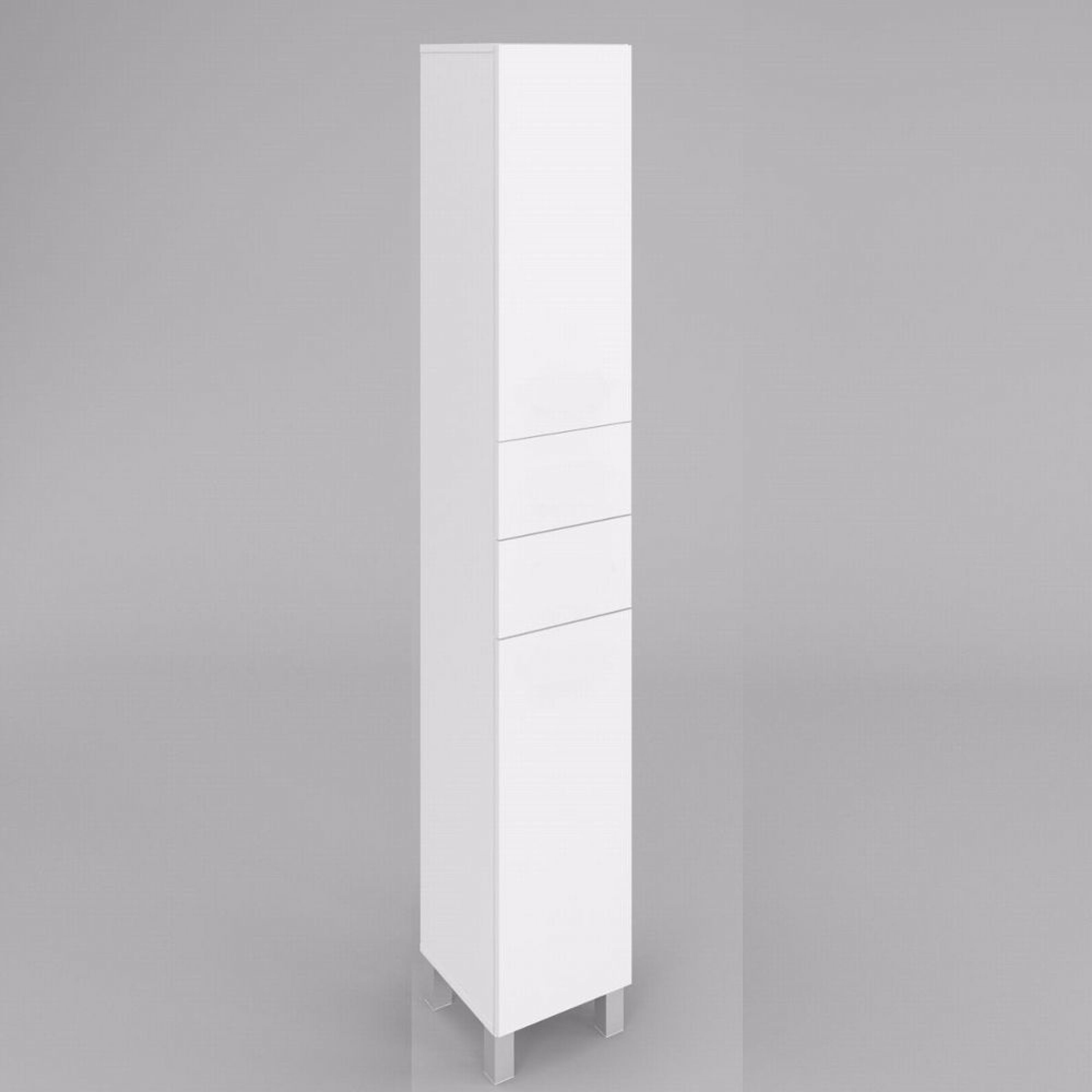 Badezimmerschrank mit Wäschekorb SW15 188x40 cm Weiß Hochglanz push to