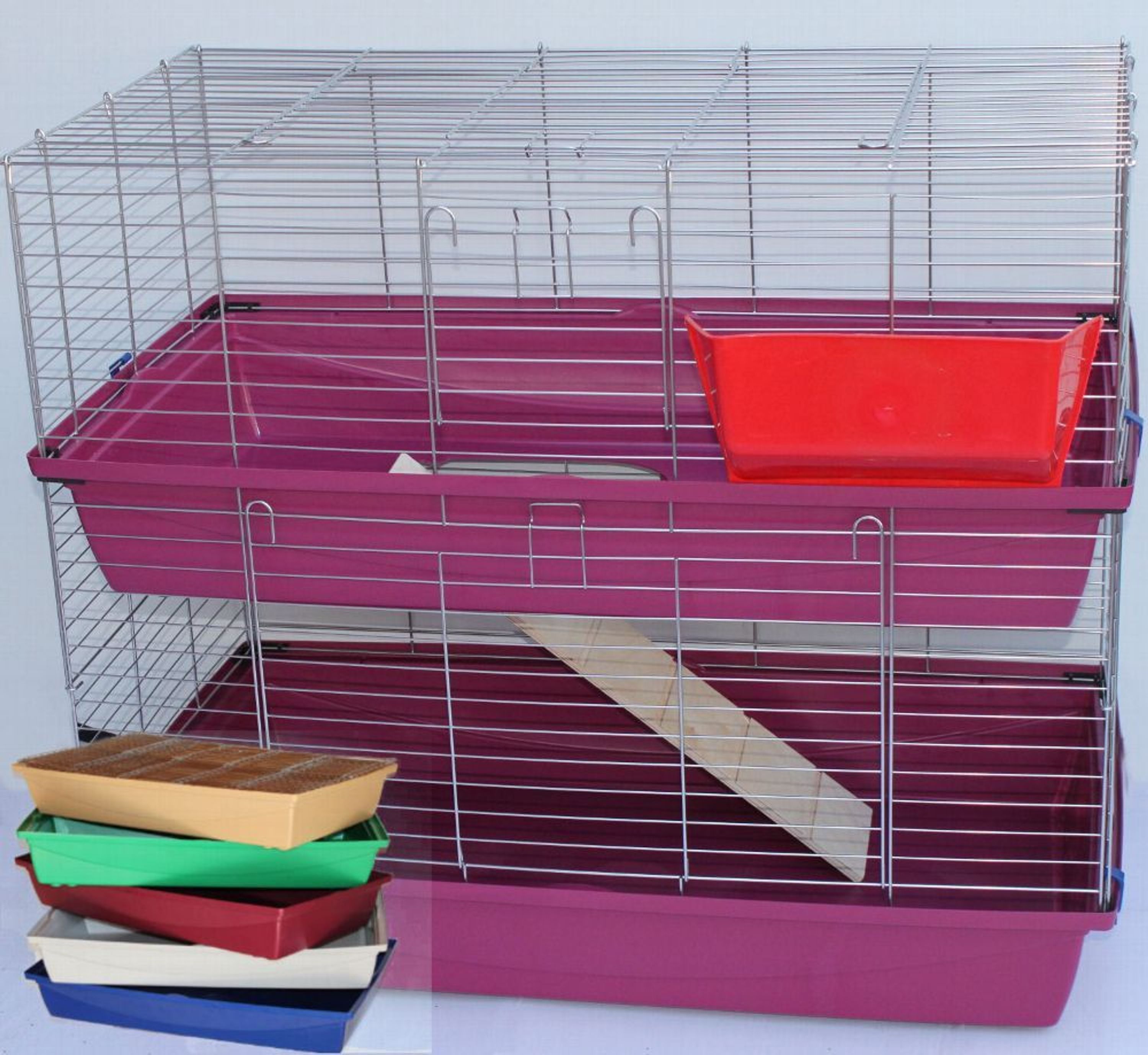 XXL Hasenkäfig 1m Doppel - Meerschweinchenkäfig Mit Zubehör In Schwarz