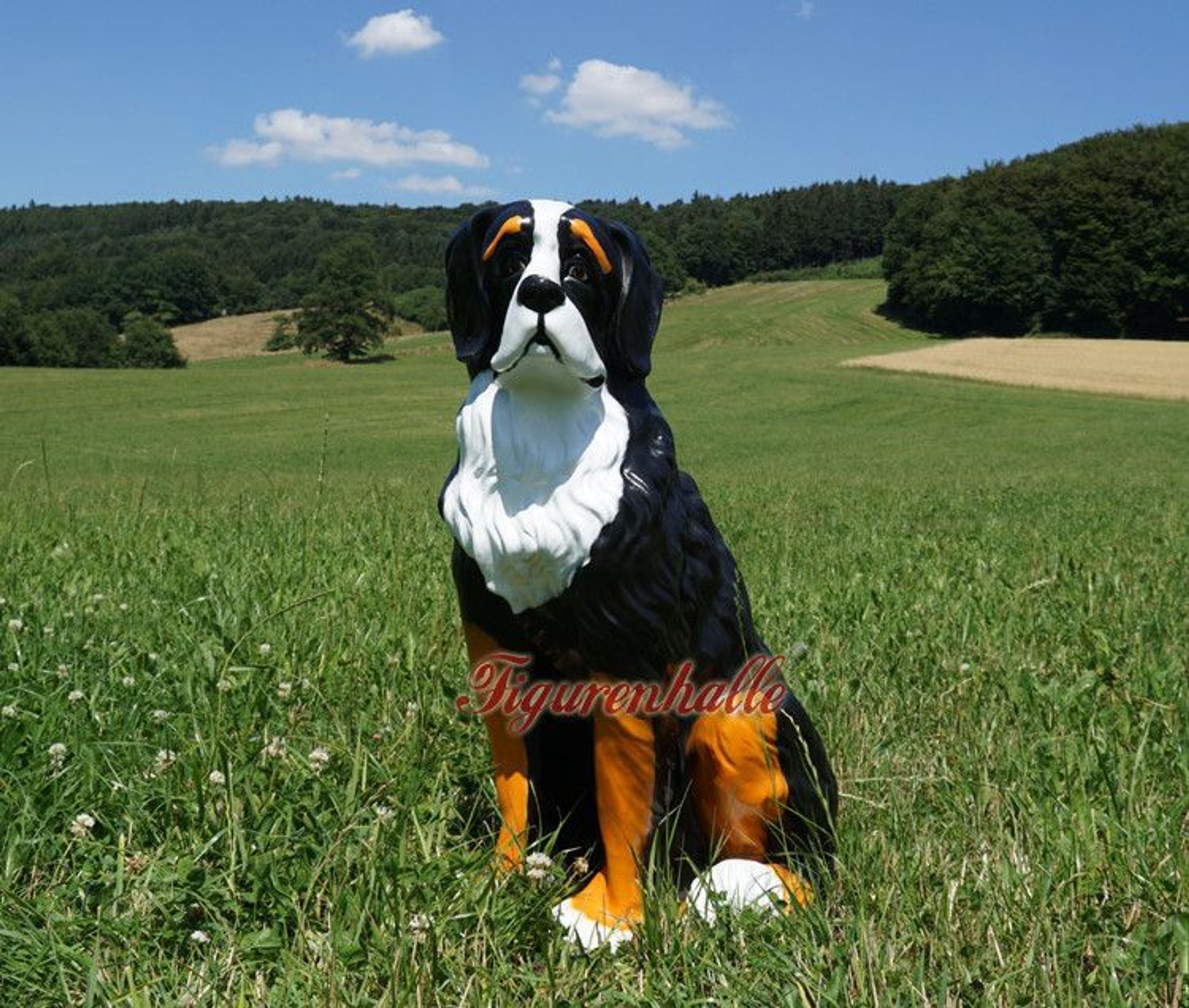 Berner Sennenhund Statue Aus Kunstharz – Realistische Hundefigur Für Garten & Wohnung – 18,5 Cm – Handbemalt & Witterungsbeständig