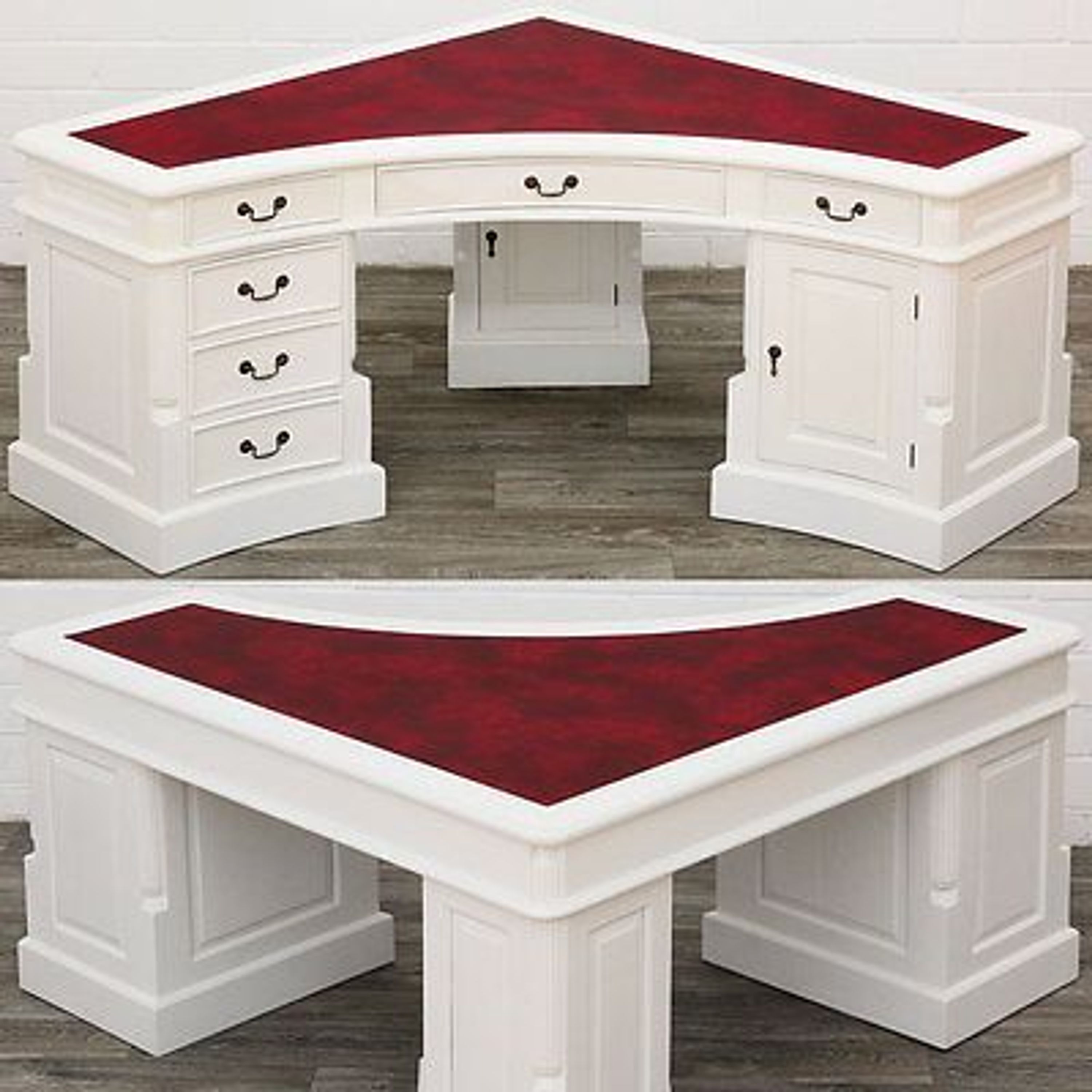 CORNER DESK Schreibtisch ANTIK-weiß großer Massivholz Sekretär