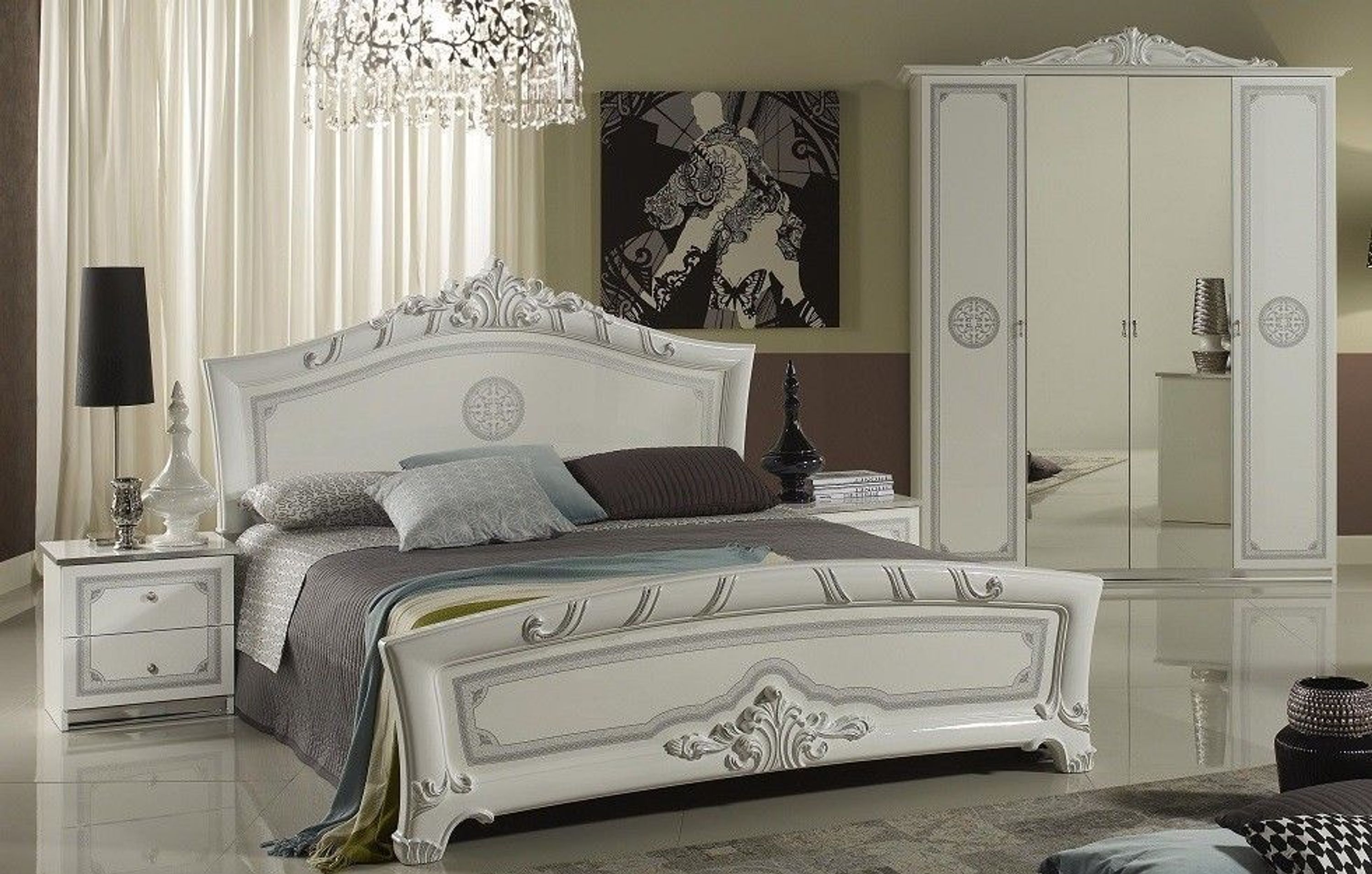 Schlafzimmer Great in weiss silber klassische Design 4tlg kaufen bei