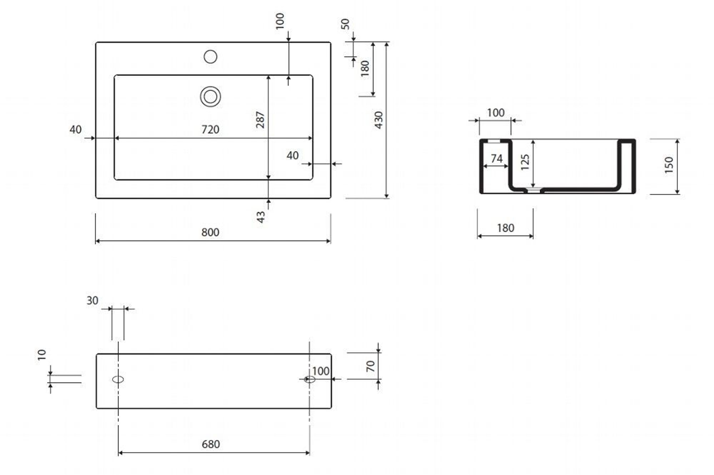 Waschtisch Set Waschbeckenunterschrank MIT Waschbecken Hochglanz weiß