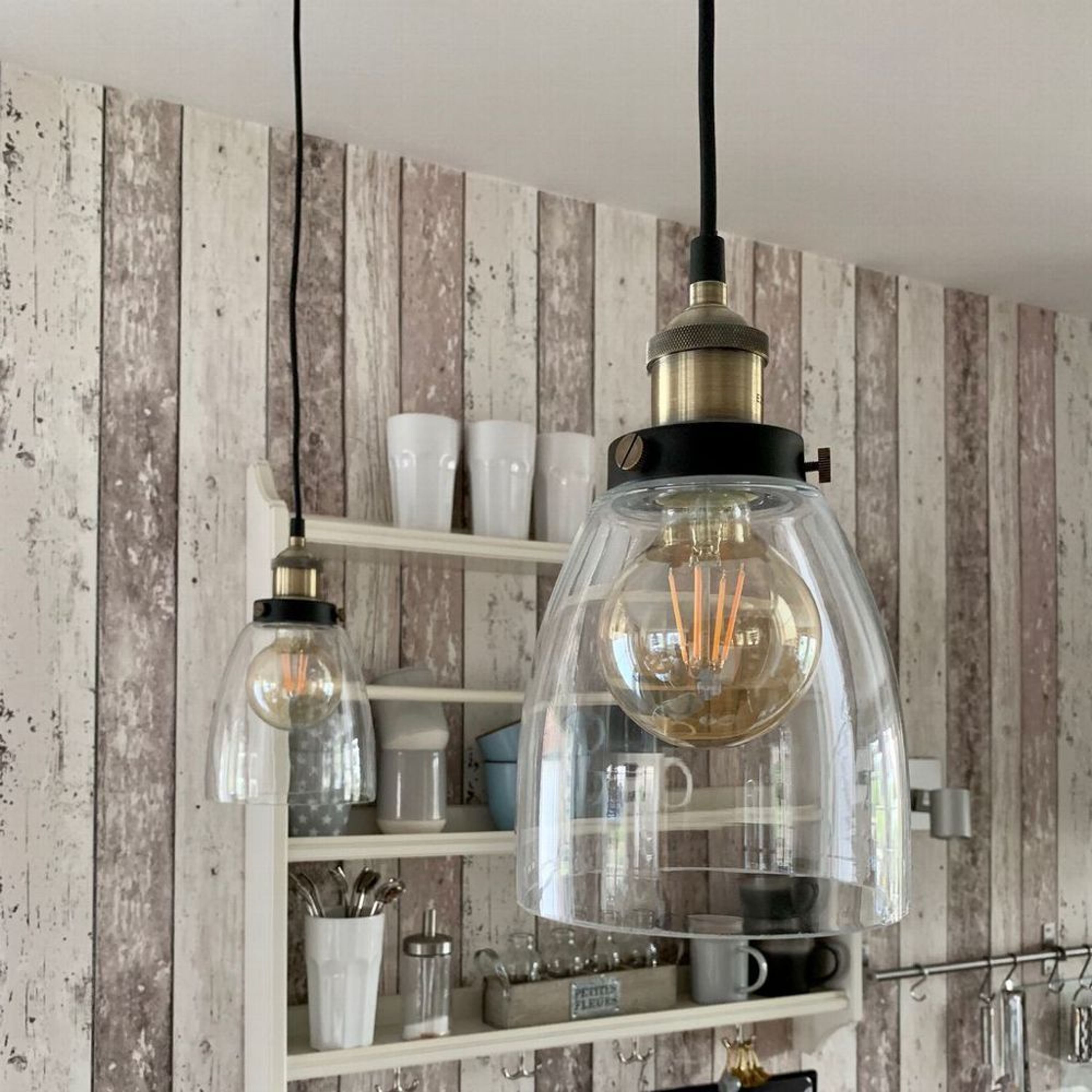 Glas Deckenleuchte Retro Decken-Lampe Vintage Pendel-Leuchte Loft