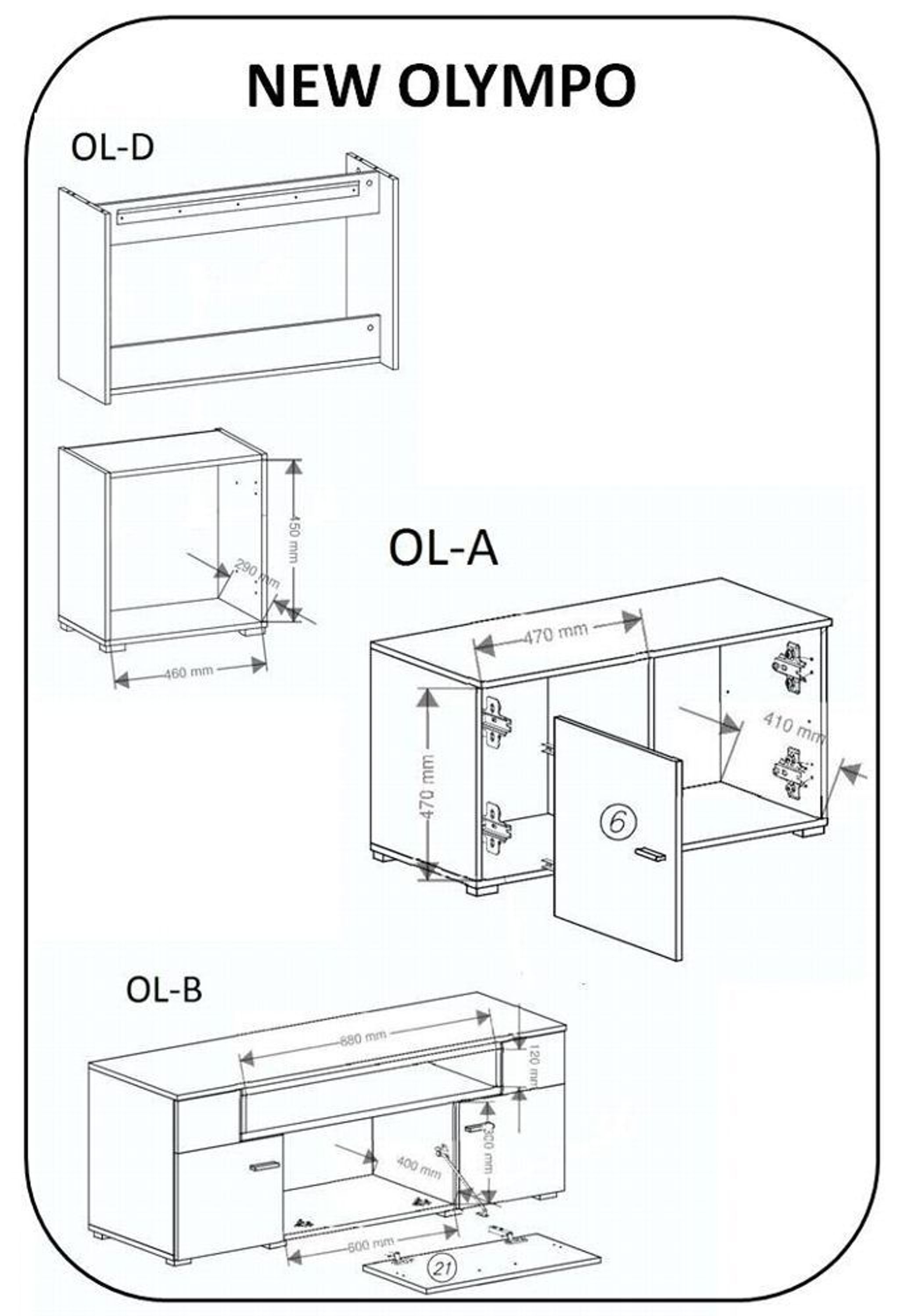Wohnmöbel mit elektrischem Kamin, Mattweiß/ gebürsteter heller Eiche