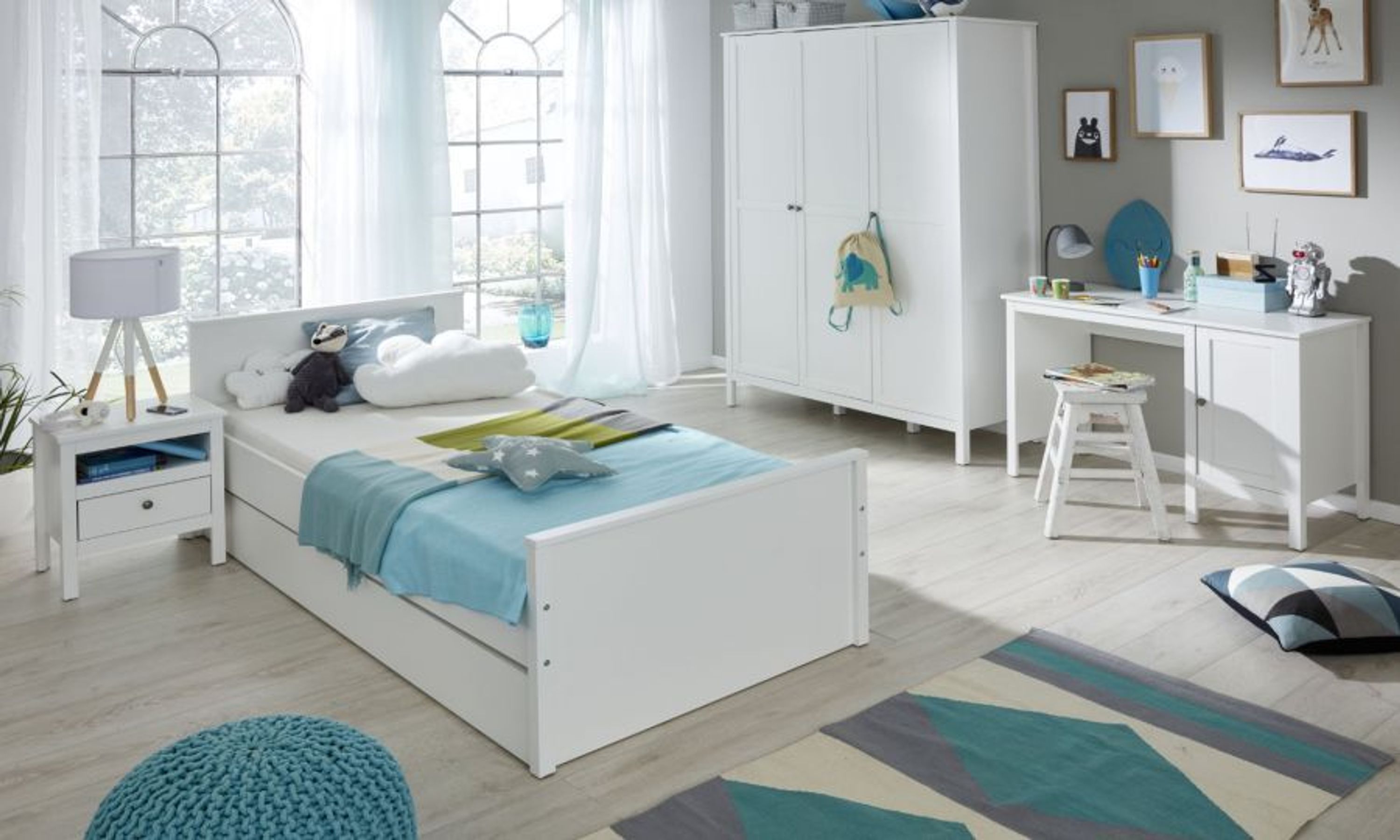 Kleiderschrank weiß Kinder Baby Schrank 3-trg. 140 cm XXL-Schrank