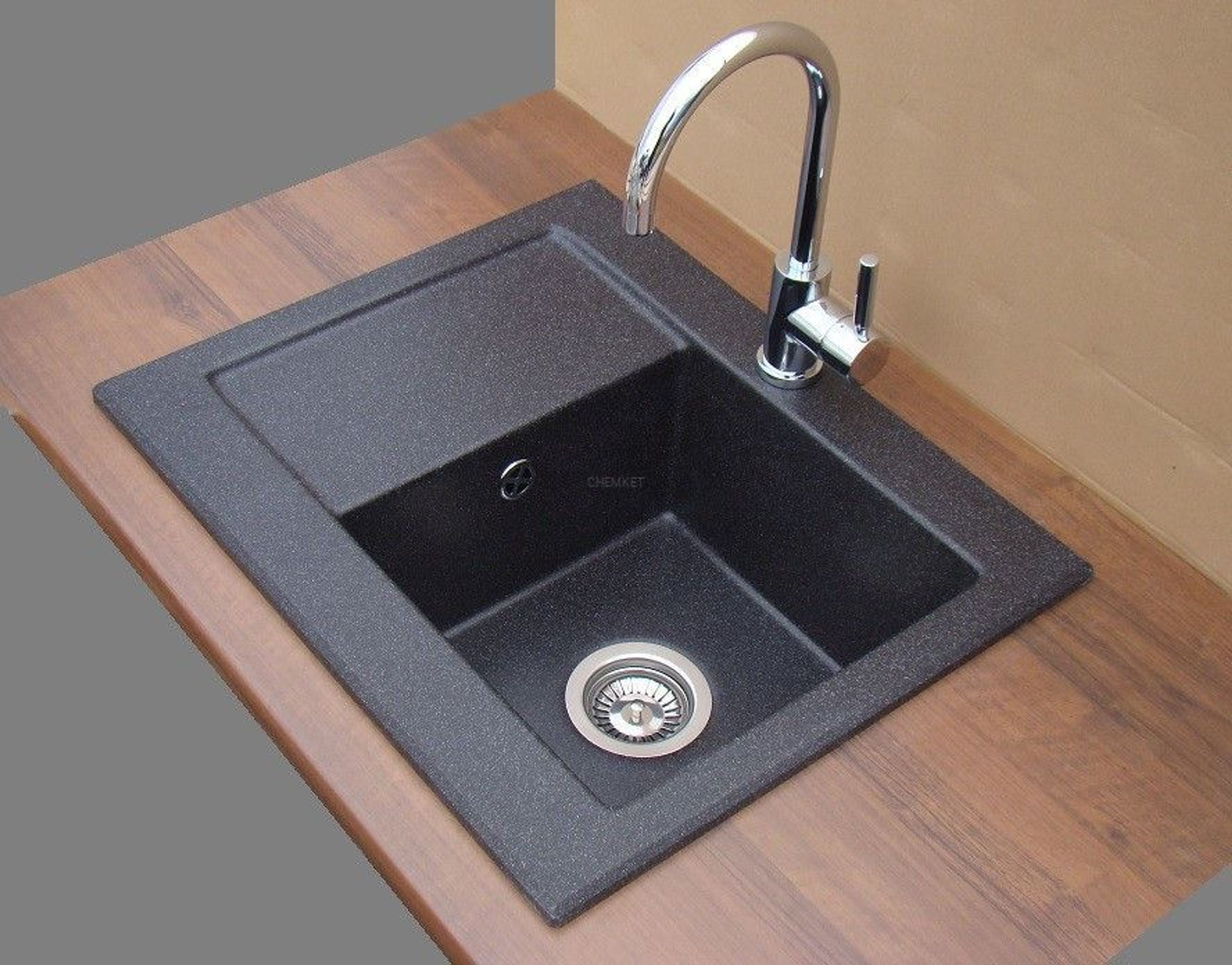 Dalia Granitspüle, 1-Becken, Siphon, Spülbecken, Küchenspüle, Spüle