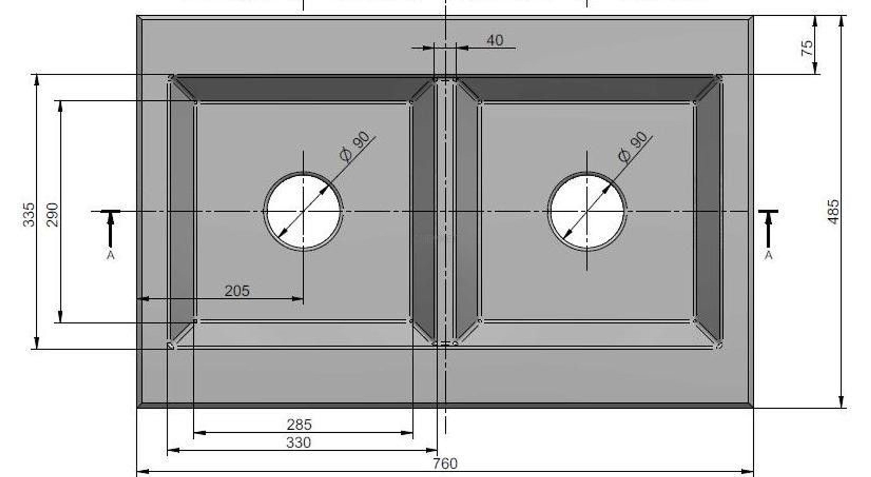Moringa Granitspüle, 2-Becken, Siphon, Spülbecken, Küchenspüle, Spüle