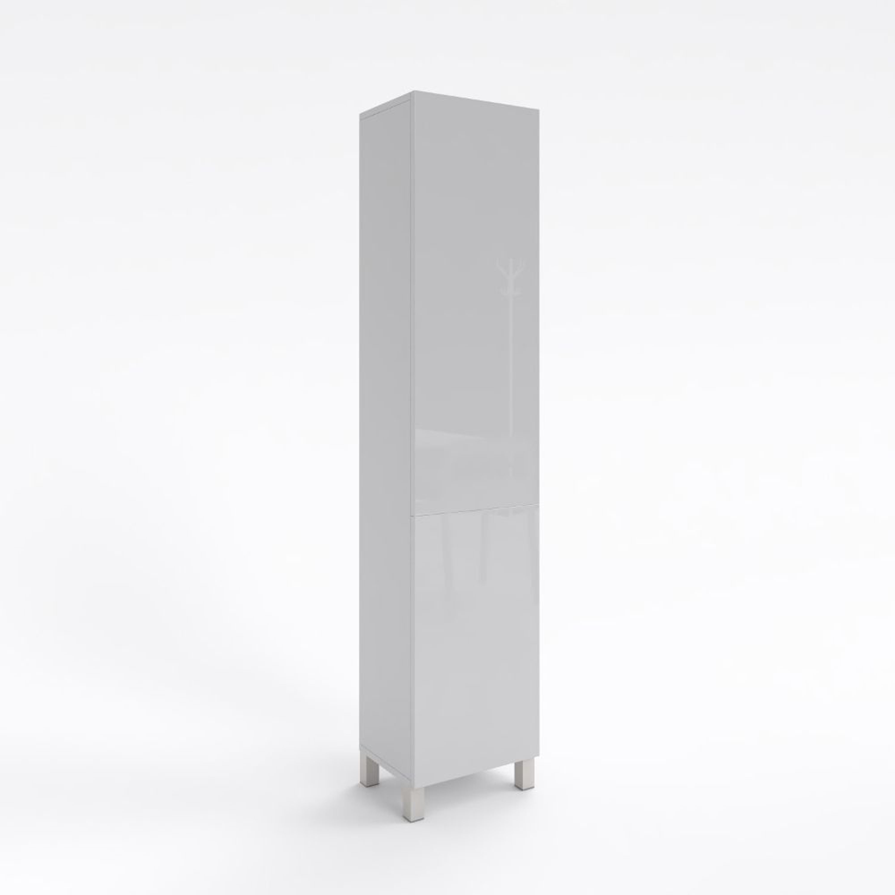 Badezimmerschrank mit Wäschekorb weiß / schwarz hochglanz SW3 188x50 cm