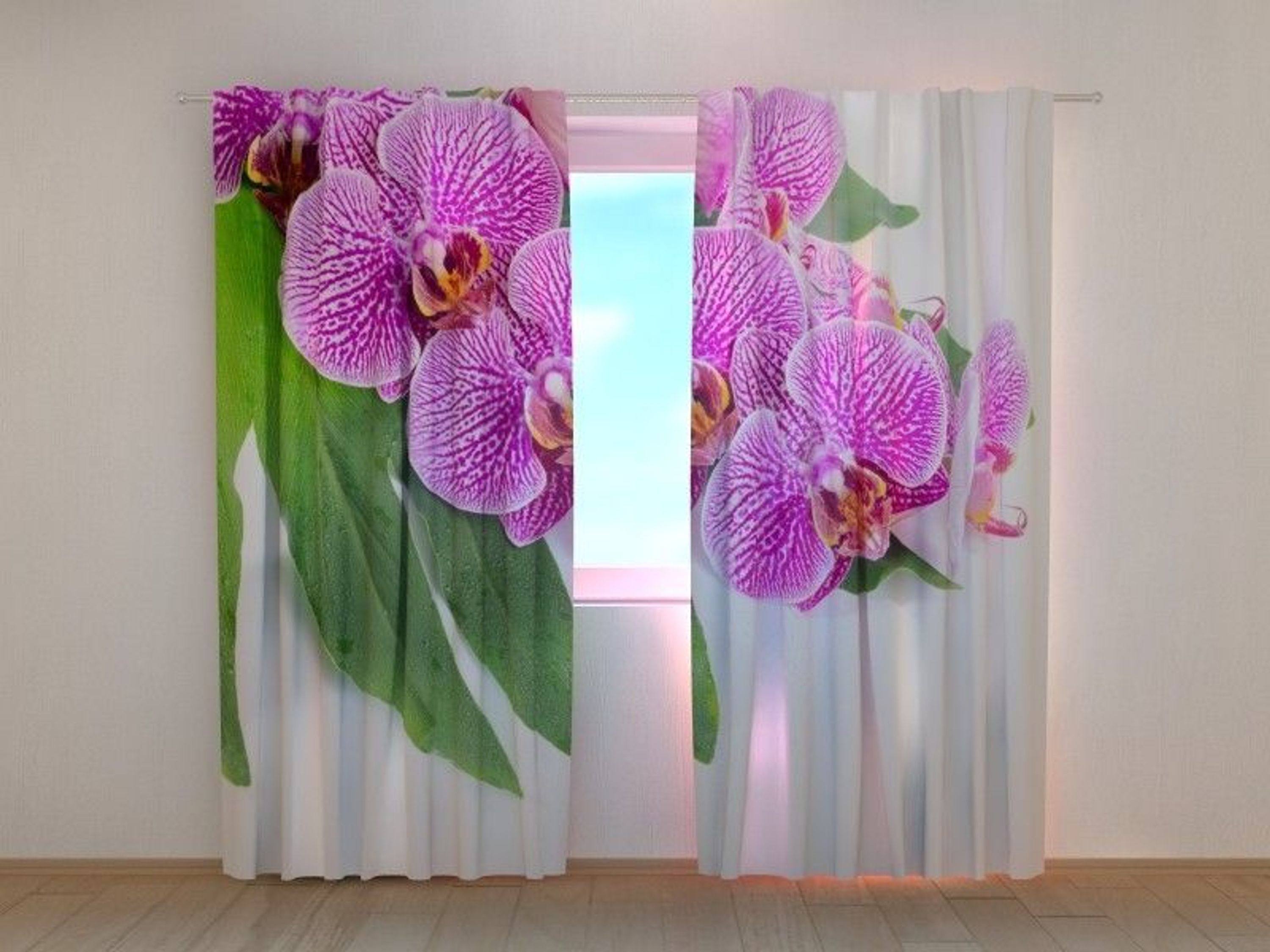 Fotogardine Orchidee Violet 100% Chiffon Gardinen Stores 3D nach Maß