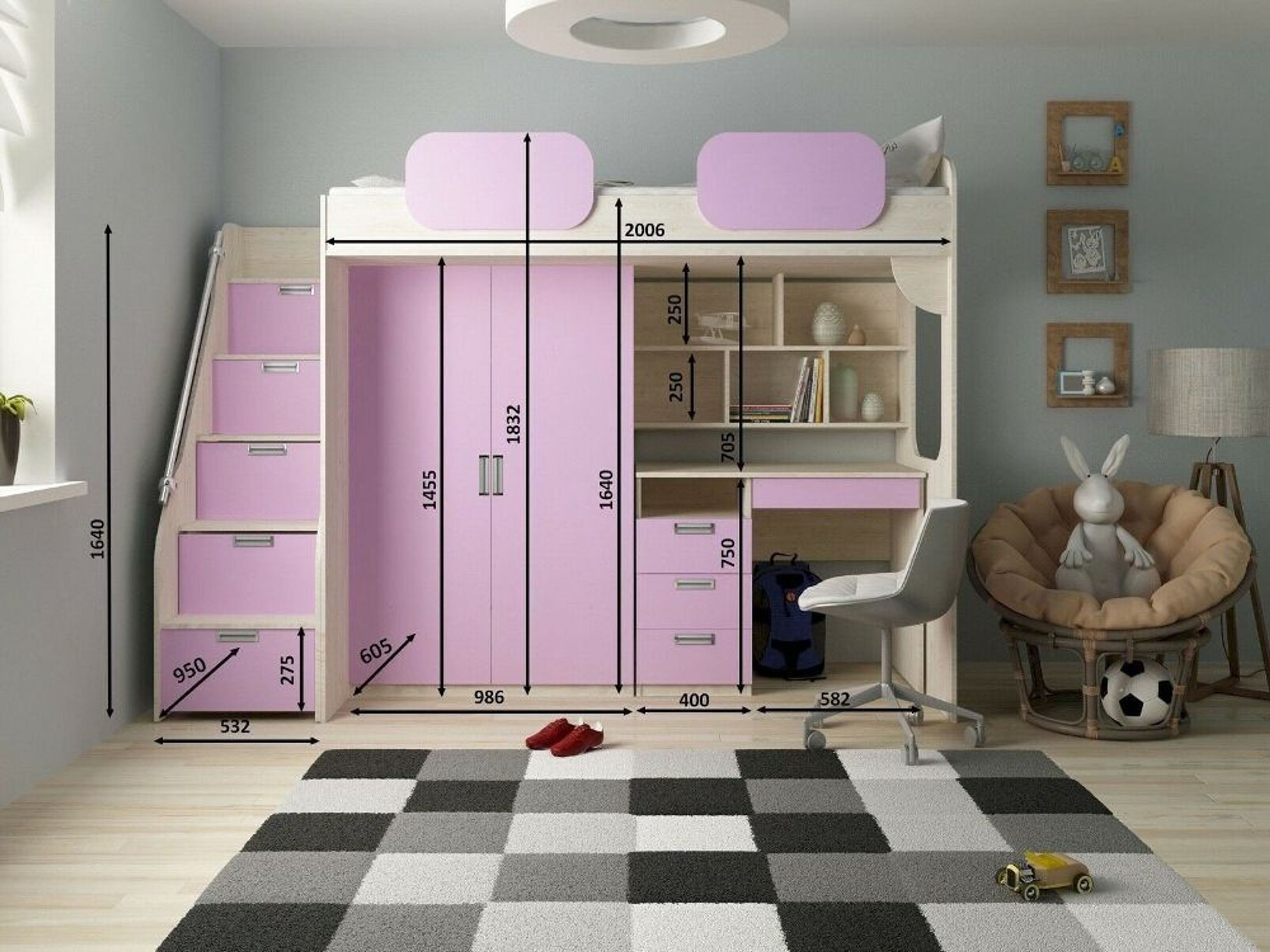 Hochbett Mit Schrank Und Schreibtisch Weiß
