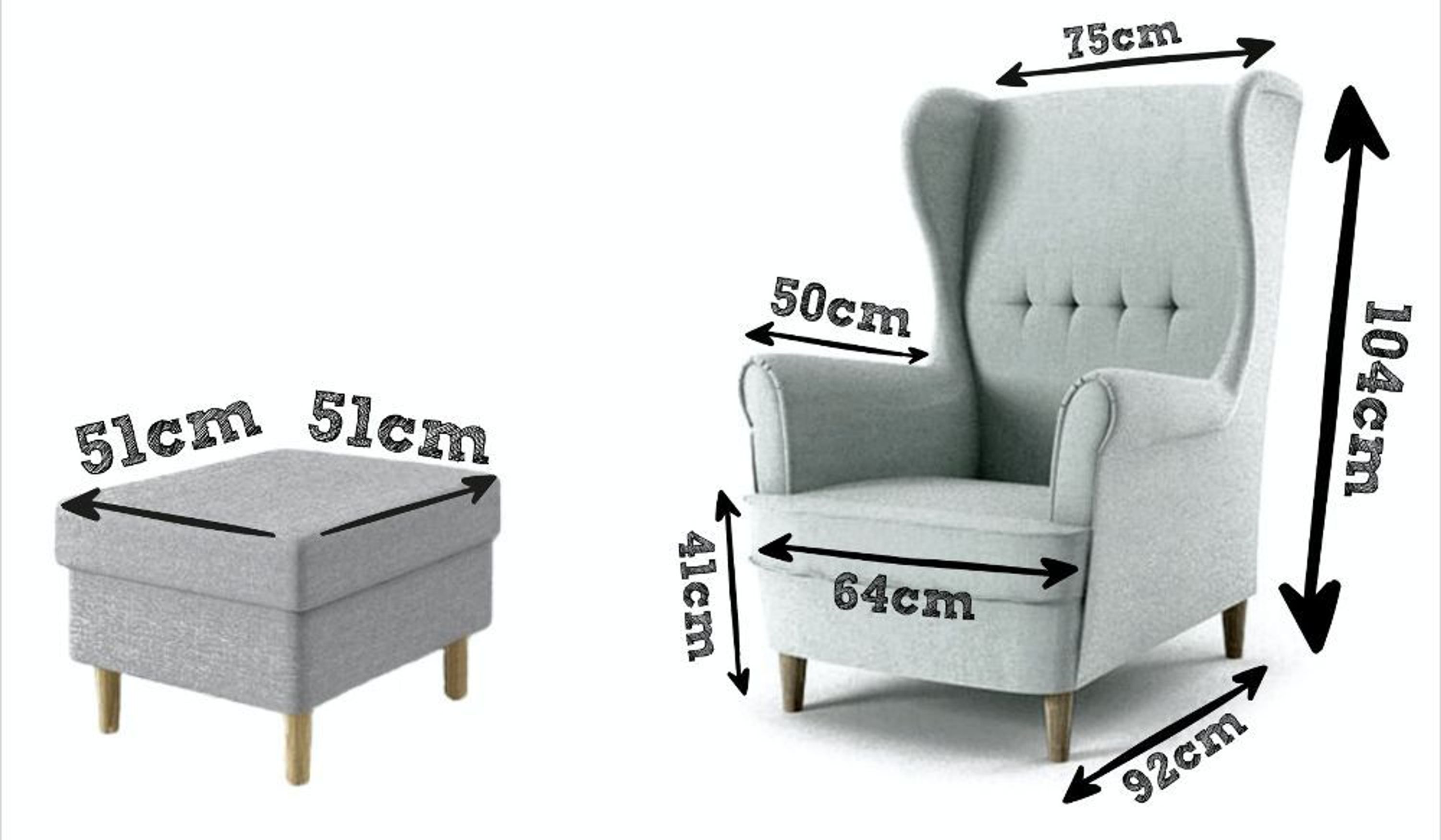 Flori Ohrensessel mit Hocker skandinavischer Relax Sessel bequemer