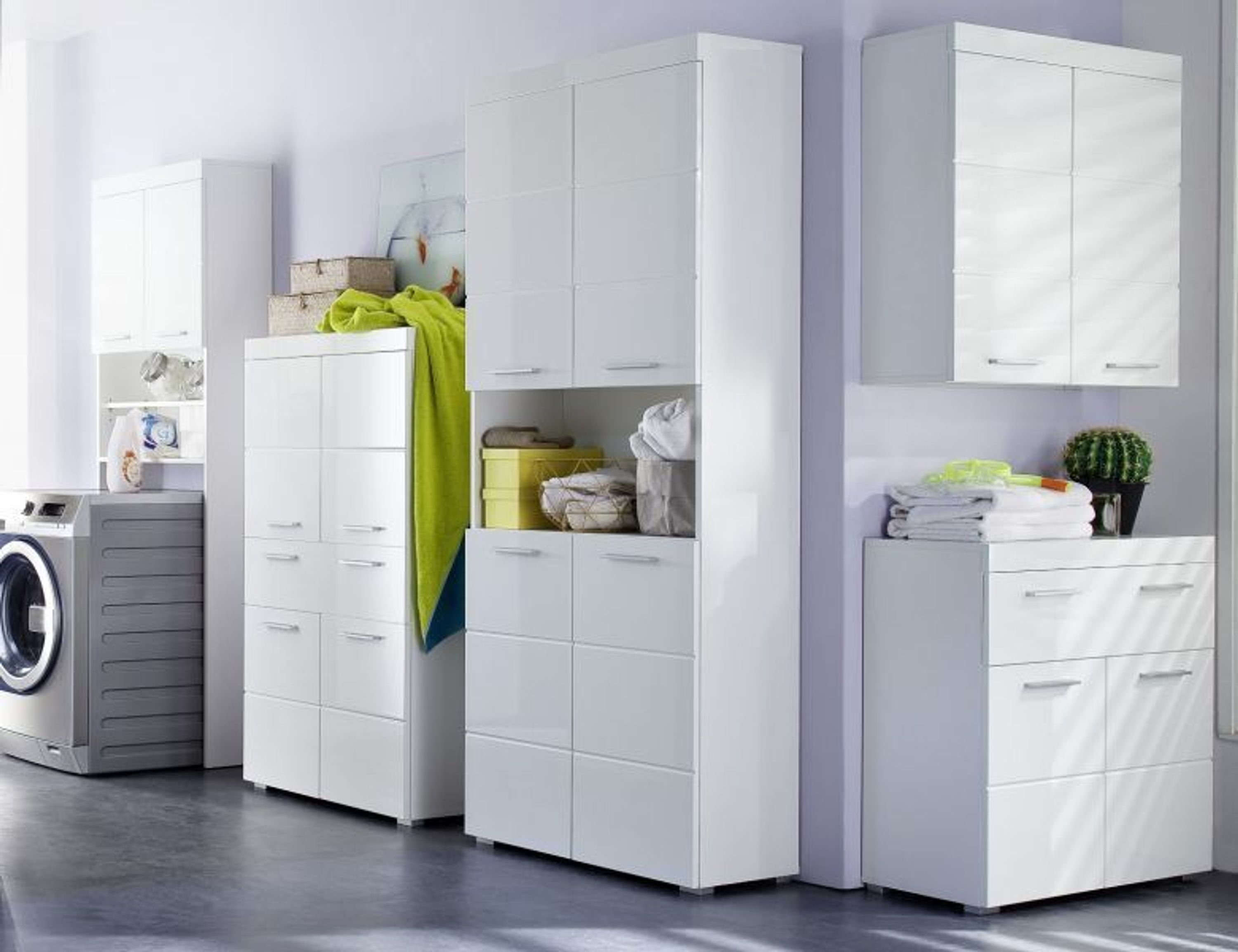 Badschrank Midischrank weiss Hochglanz Badezimmer Kommode Badmöbel