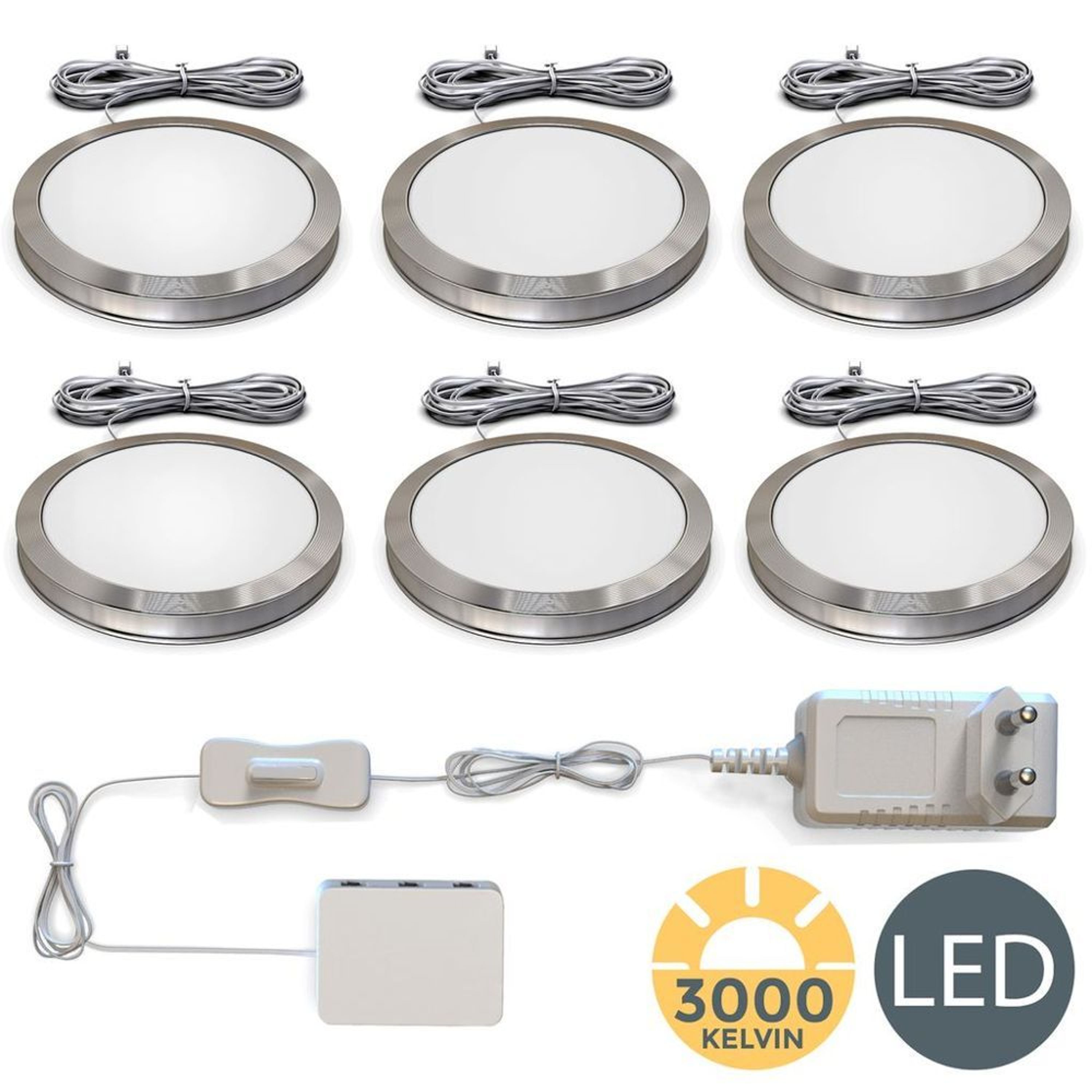 6 LED Schrank-Licht Unterbau-Leuchten Küchen-Lampe flach Aufputz