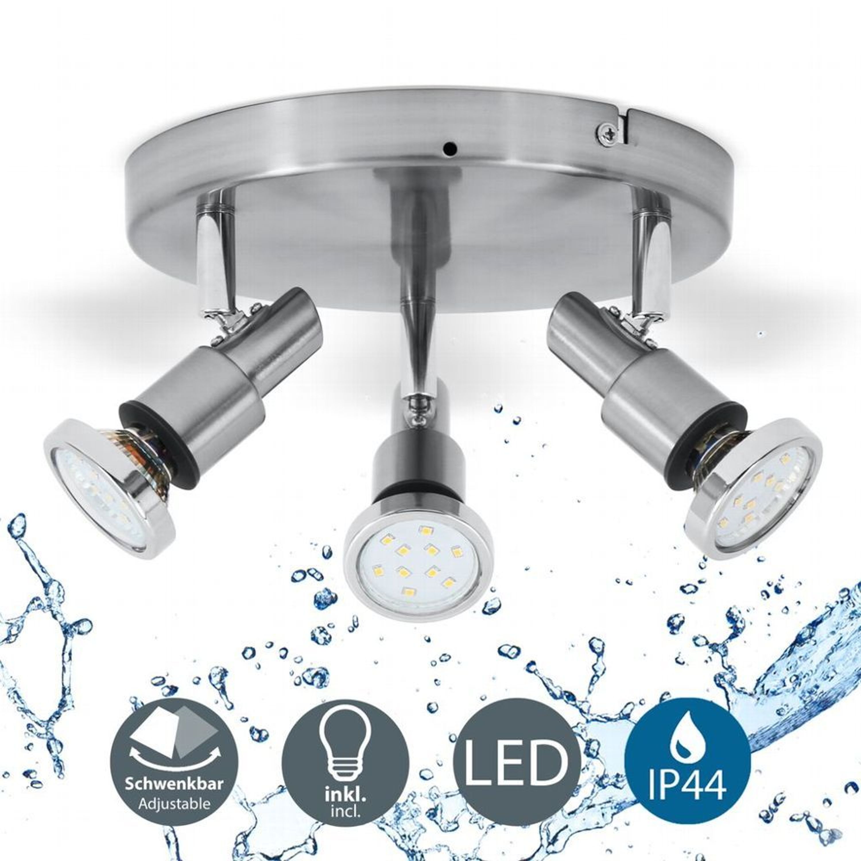 LED DeckenStrahler Badlampe IP44 Badezimmer 3flammig DeckenSpot