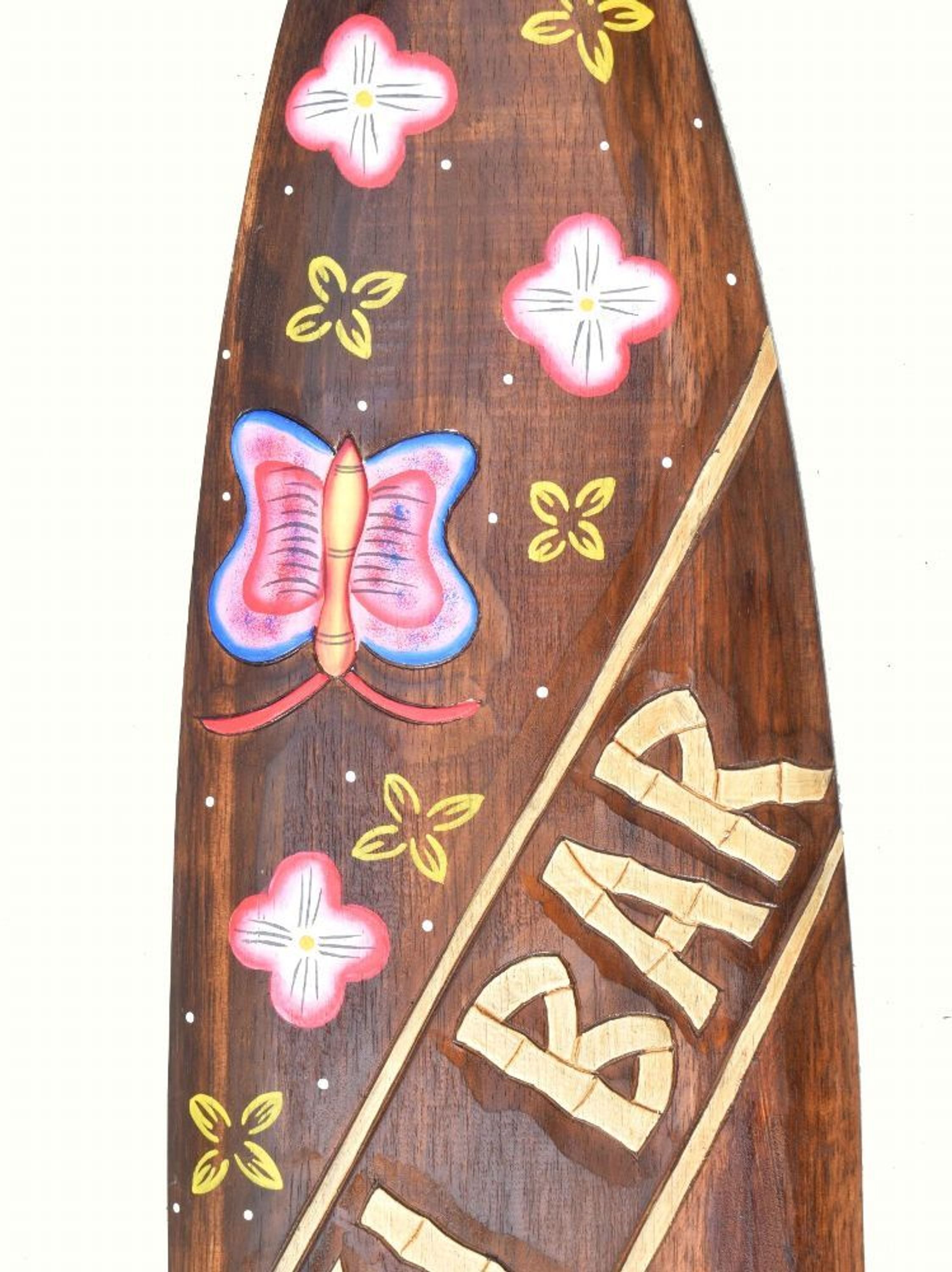Deko Surfboard 100cm Tiki Bar Schmetterling Surfbrett aus Holz Hawaii