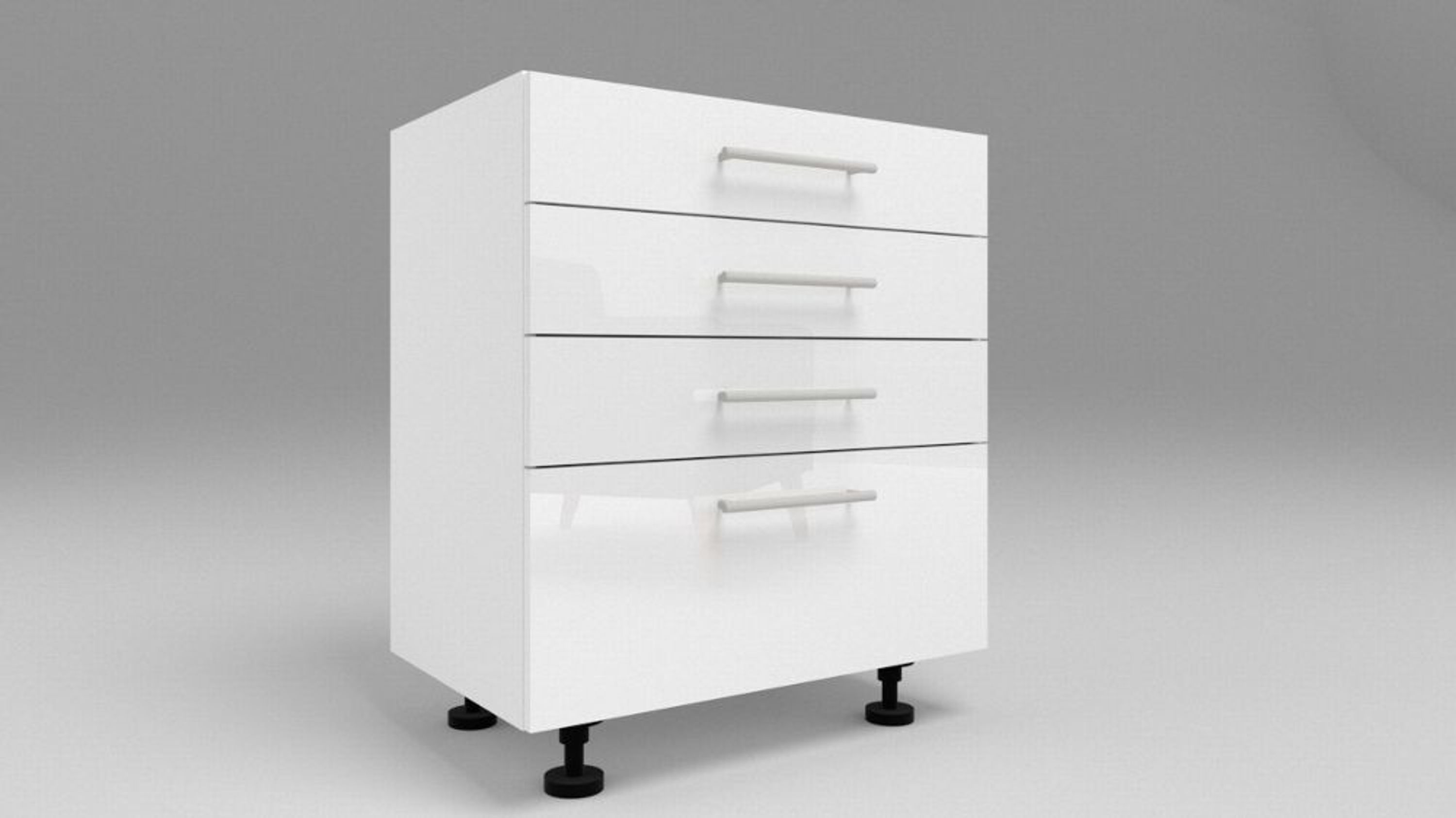 Küchen Unterschrank mit 4 Schubladen Hochglanz , Matt 30-80 cm Tiefe 55