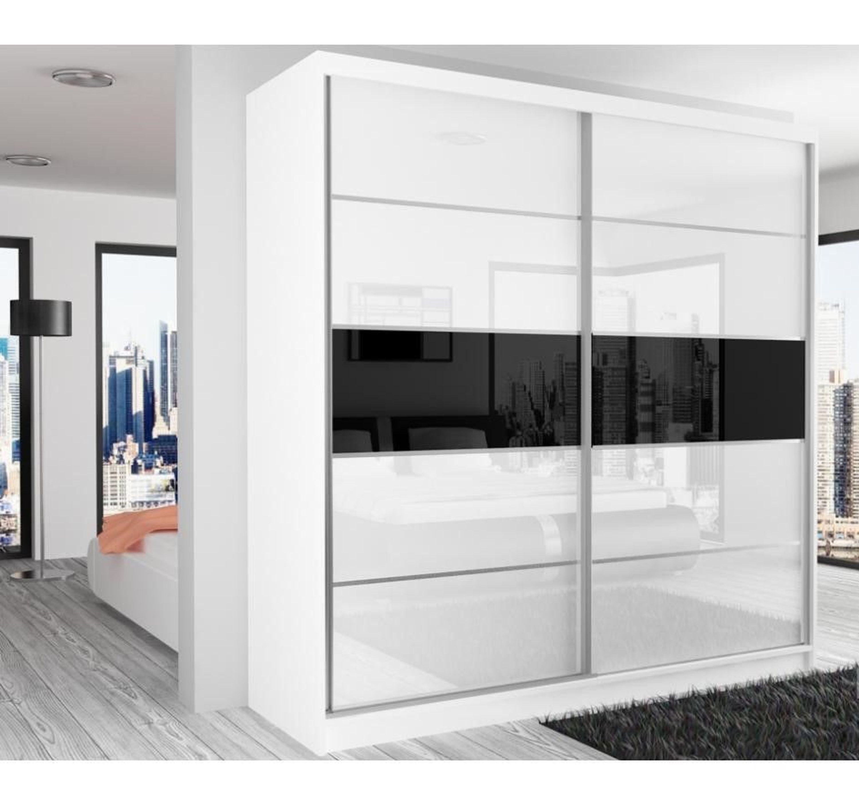 Kleiderschrank, Schwebetürenschrank BH-W, 133x60x218cm , Hochglanz