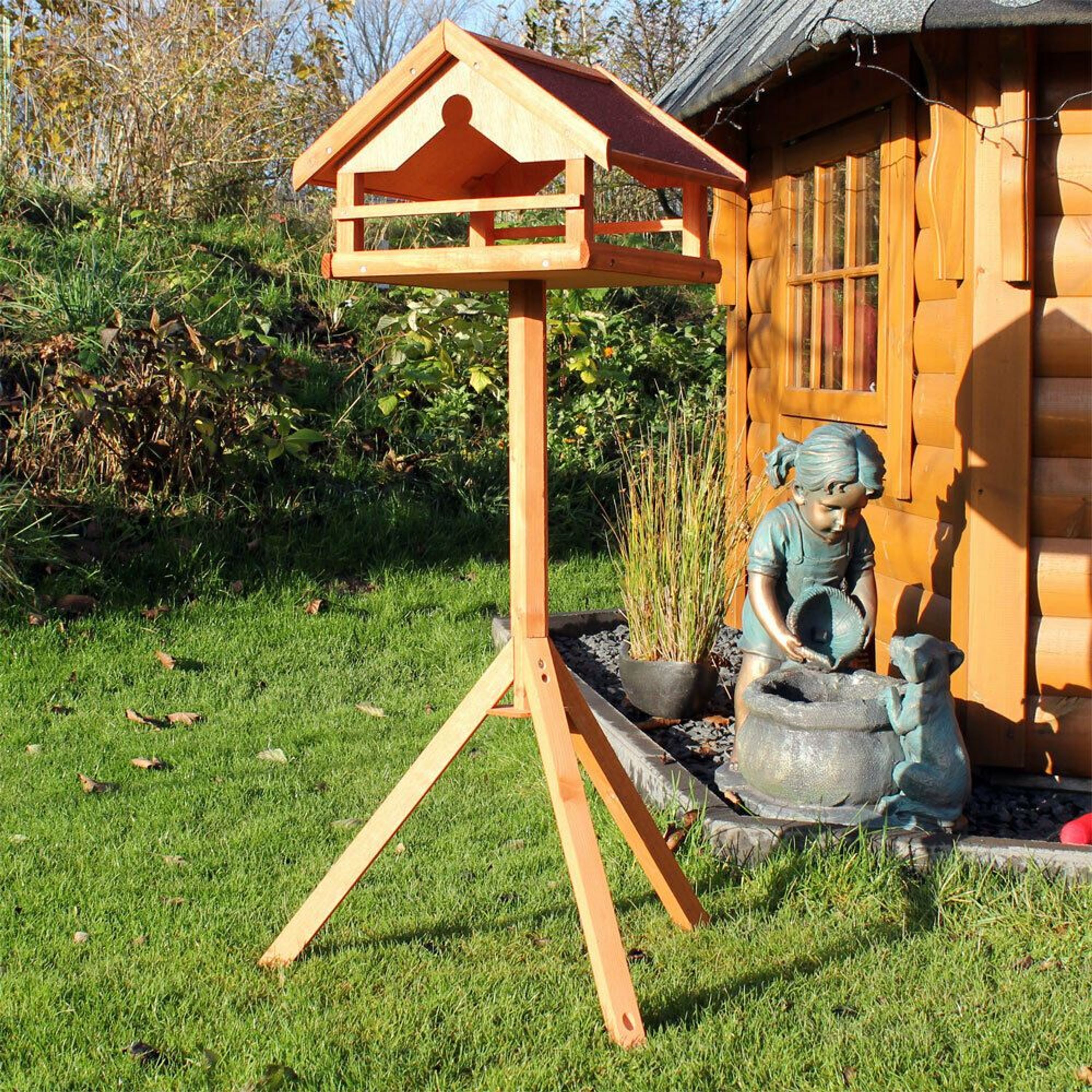 Vogelhaus mit Ständer aus Holz Vogelfutterhaus Vogelhäuschen # kaufen