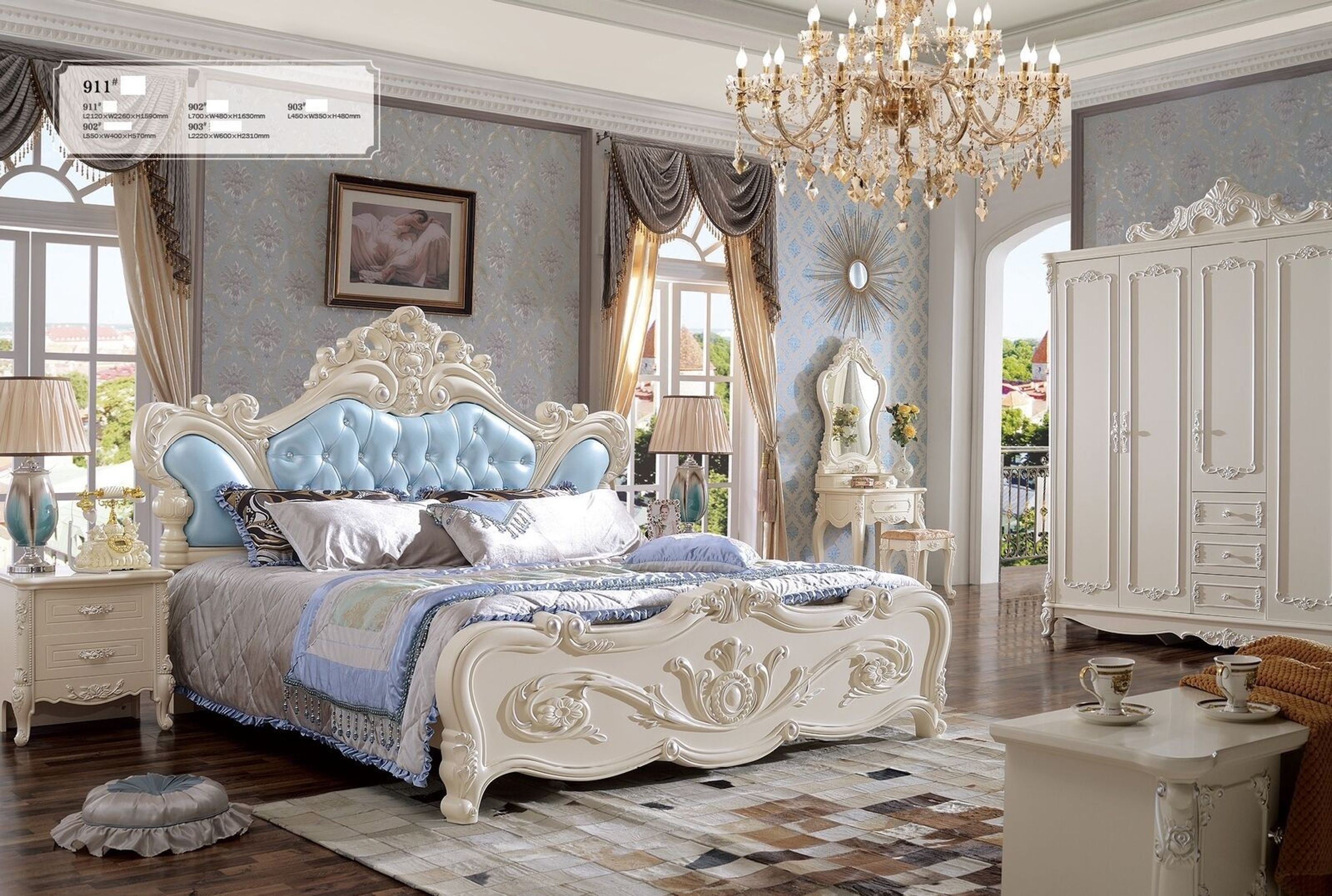 Doppel Bett Betten Schlafzimmer Komplett Set Garnitur Barock Rokoko