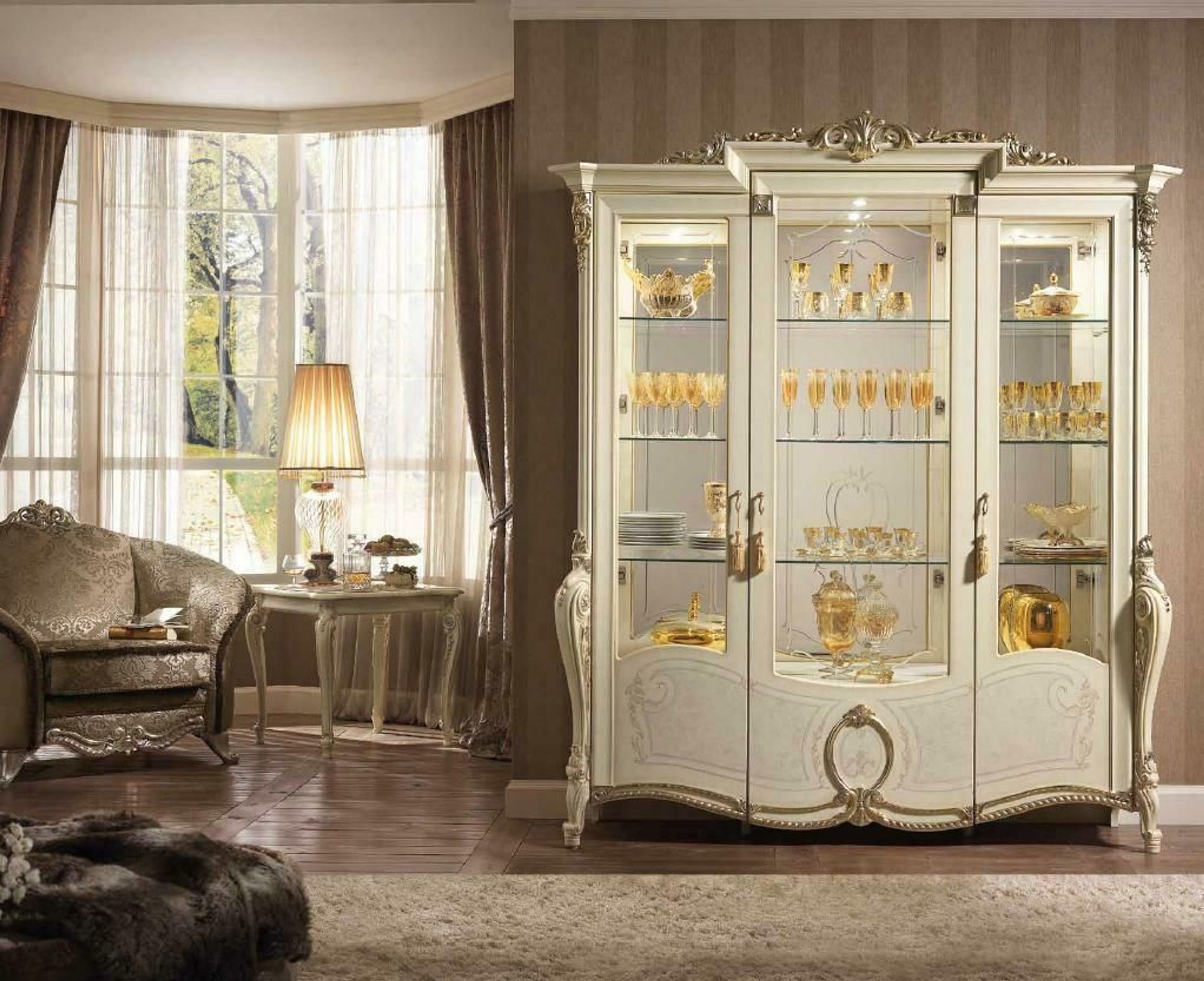 arredoclassic™ Vitrine Glas Schrank Vitrinen Wohnzimmer