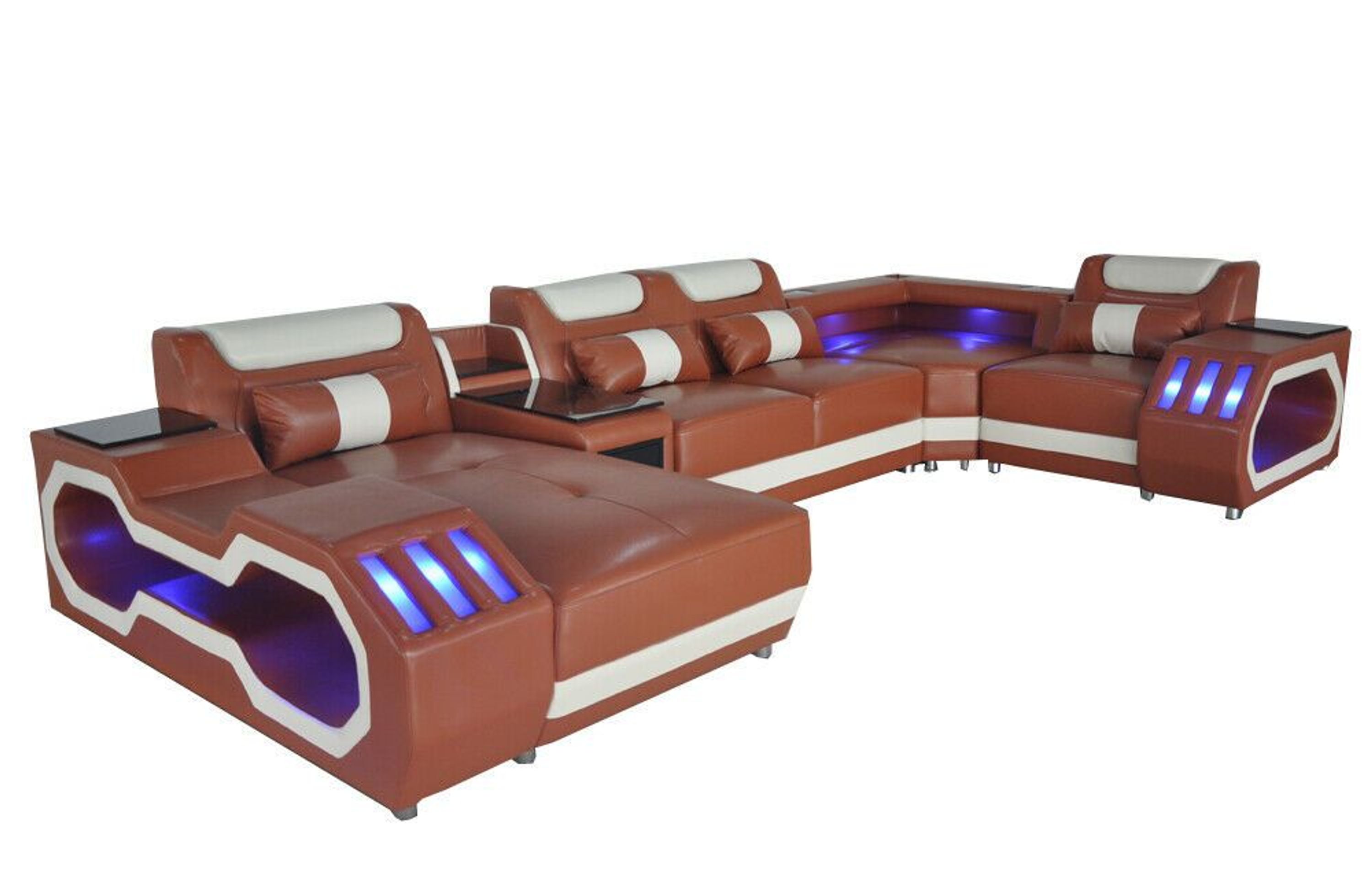 Ledersofa Couch Wohnlandschaft Eck Garnitur Design Modern Sofa U-Form