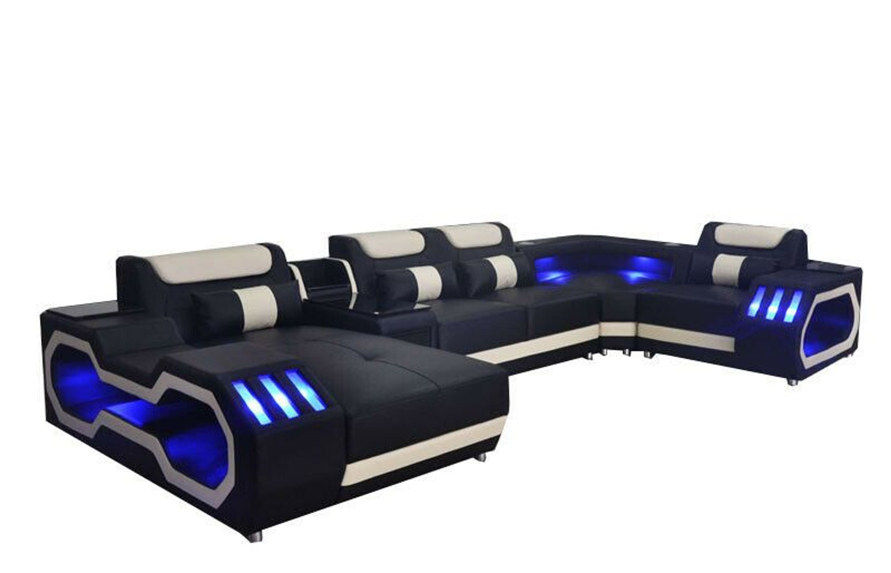 Ledersofa Couch Wohnlandschaft Eck Garnitur Design Modern Sofa U-Form