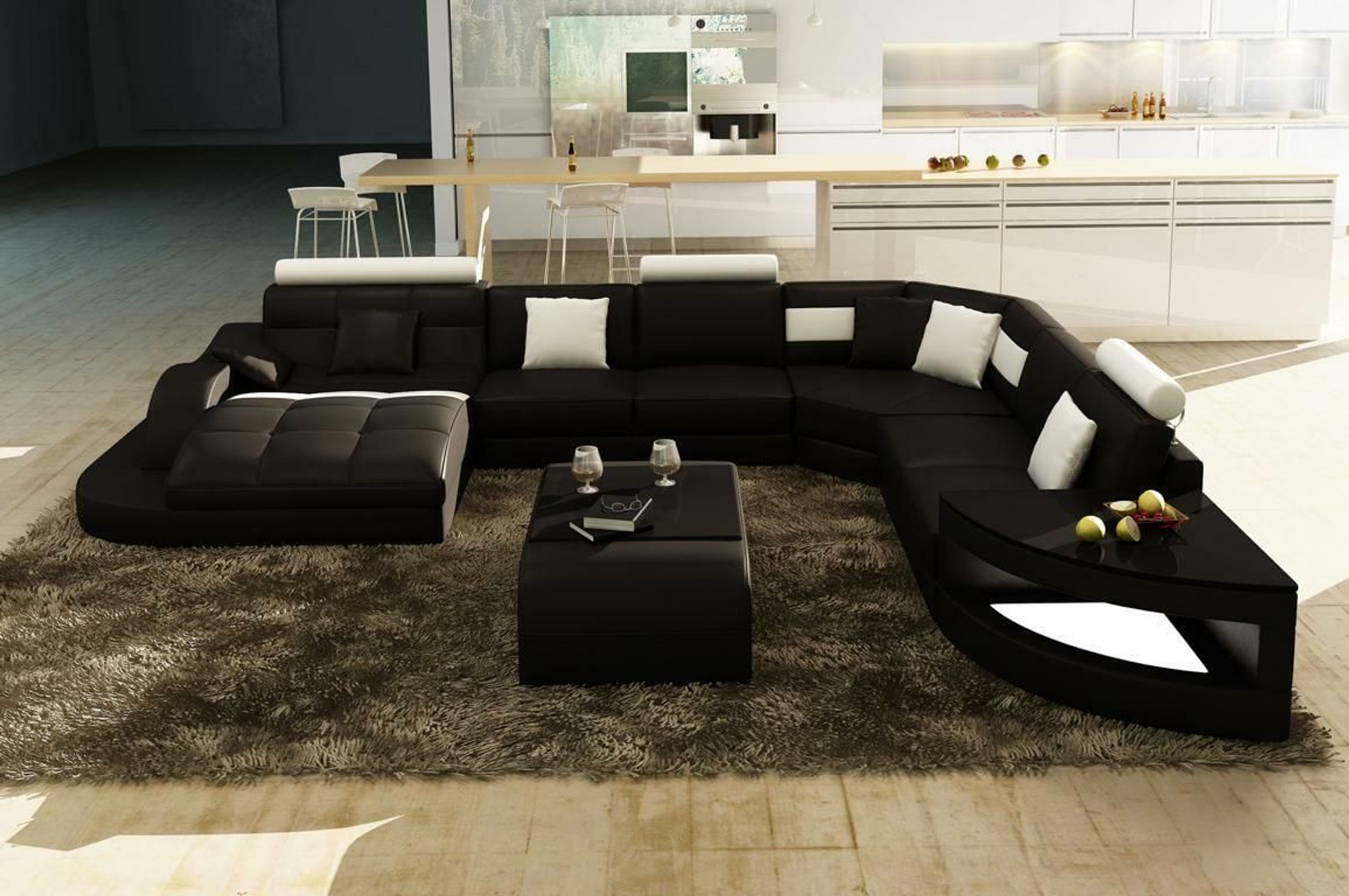 Luxus Designer Ecksofa Ledersofa Couch Polster Wohnlandschaft Leder