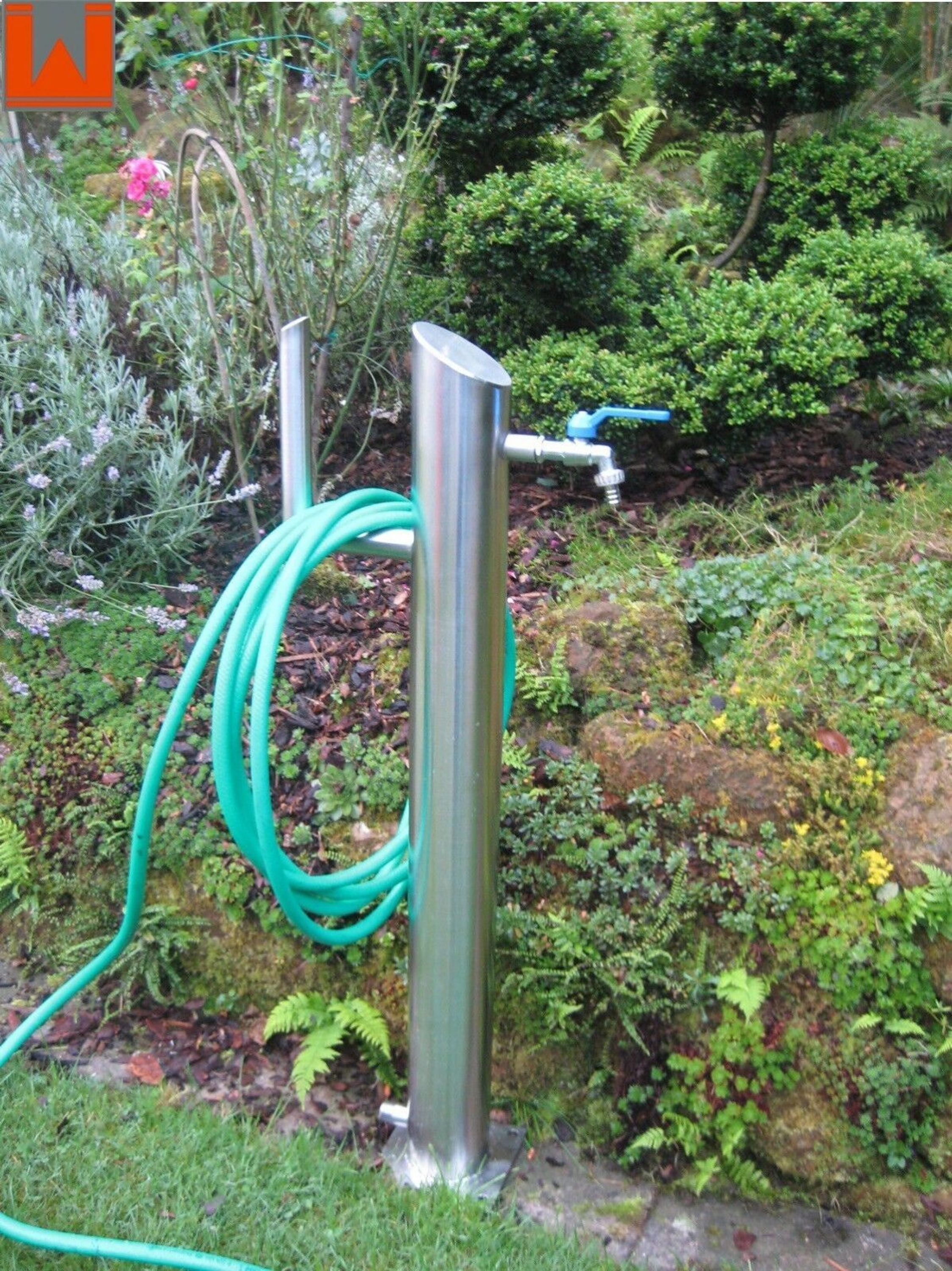 Wasserzapfstelle Edelstahl 1.4301 pol. mit 1xAuslaufhahn