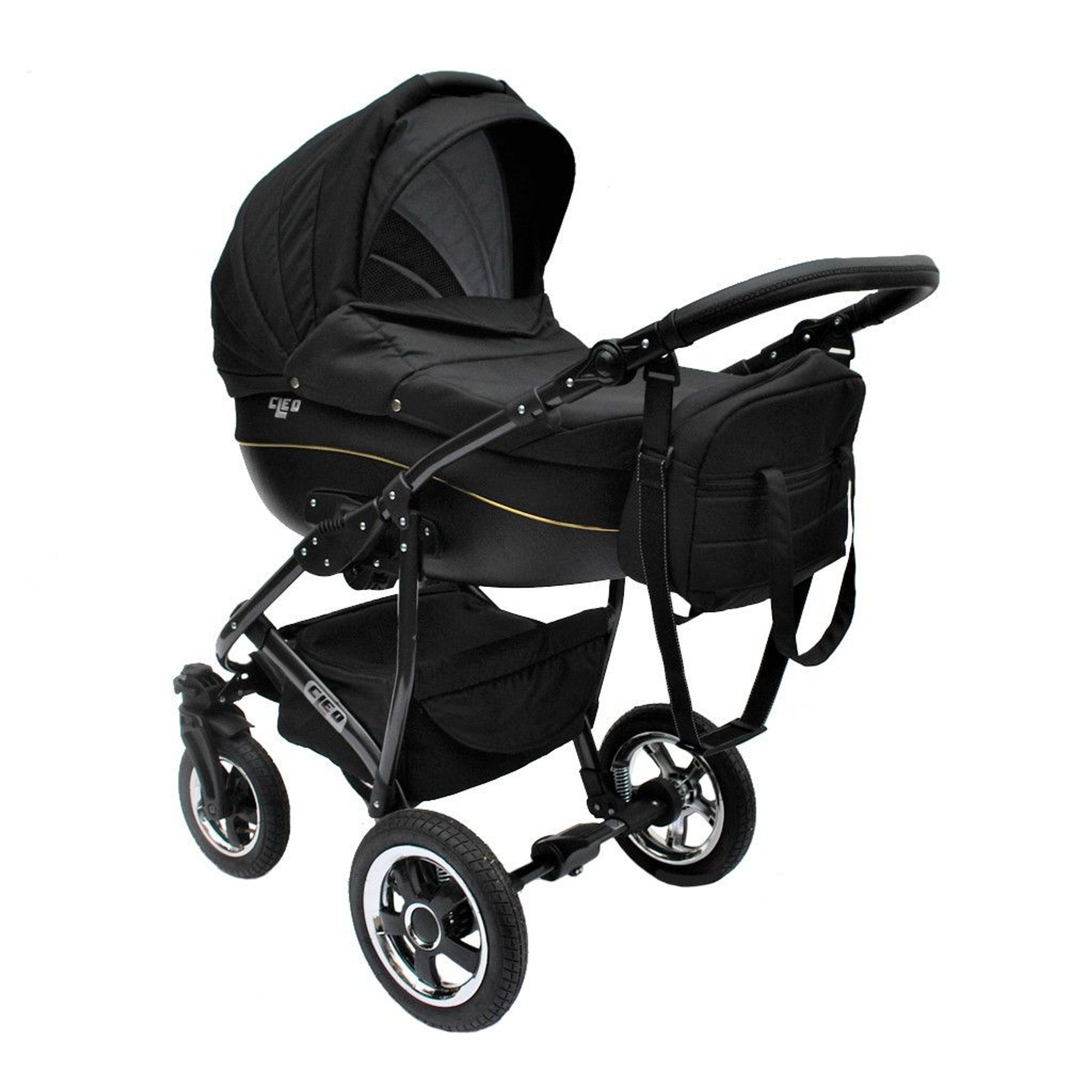 LUXUS Kombi Kinderwagen CLEO 3 in 1 und 4 in 1 ( + IsofixBasis) + Radwahl schwarz kaufen bei