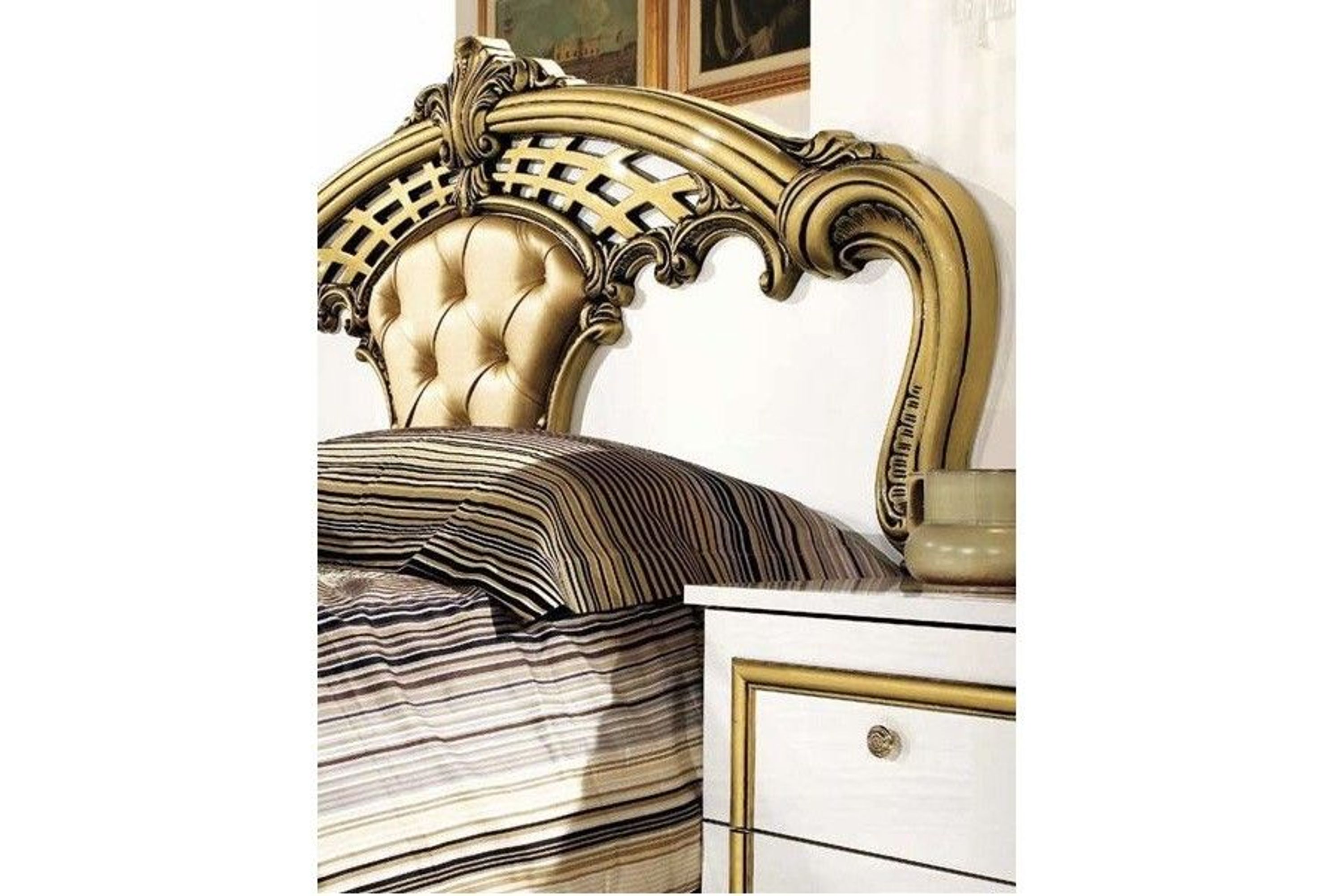 Schlafzimmer Set Elisa Weiss Gold 7 teilig kaufen bei Hood.de