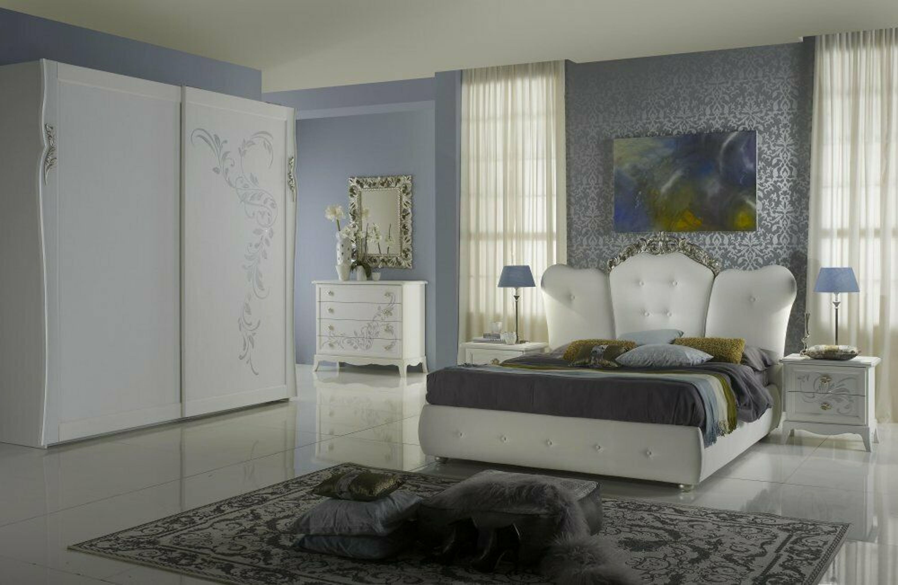 Elegantes Schlafzimmer CELINA in weiß im klassischen Design mit