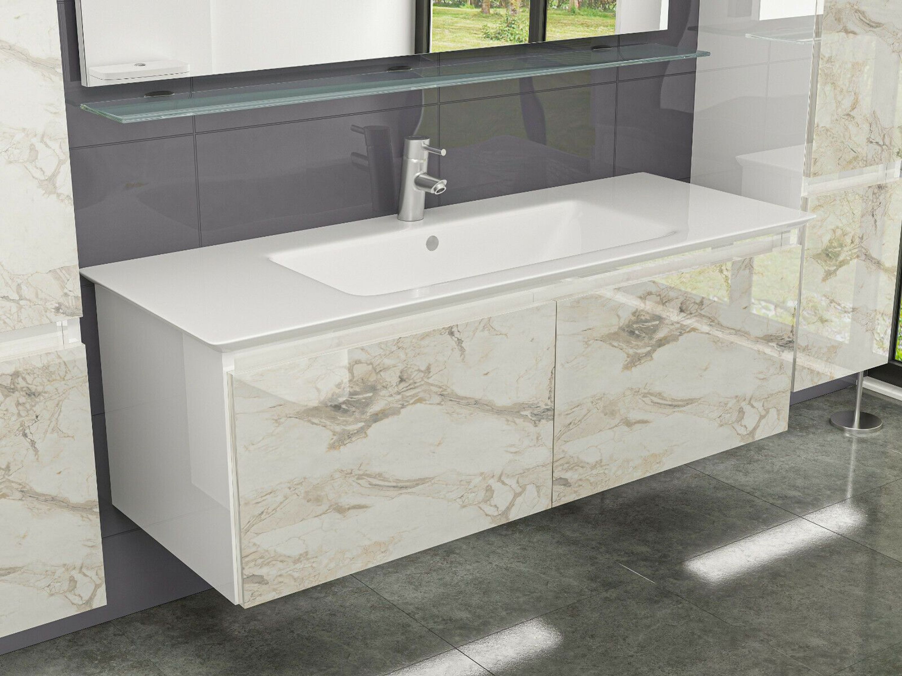 5 Teilig Badmöbel Set 90 cm Weiss Hochglanz Badezimmermöbel 60 cm 120