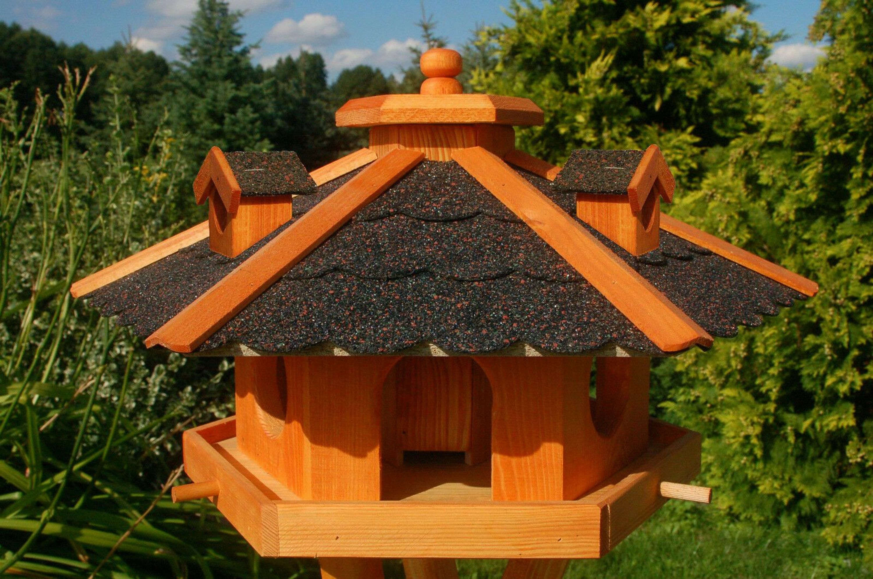 XXL Luxus Vogelhaus mit / ohne Solar / Ständer Holz Futterhaus