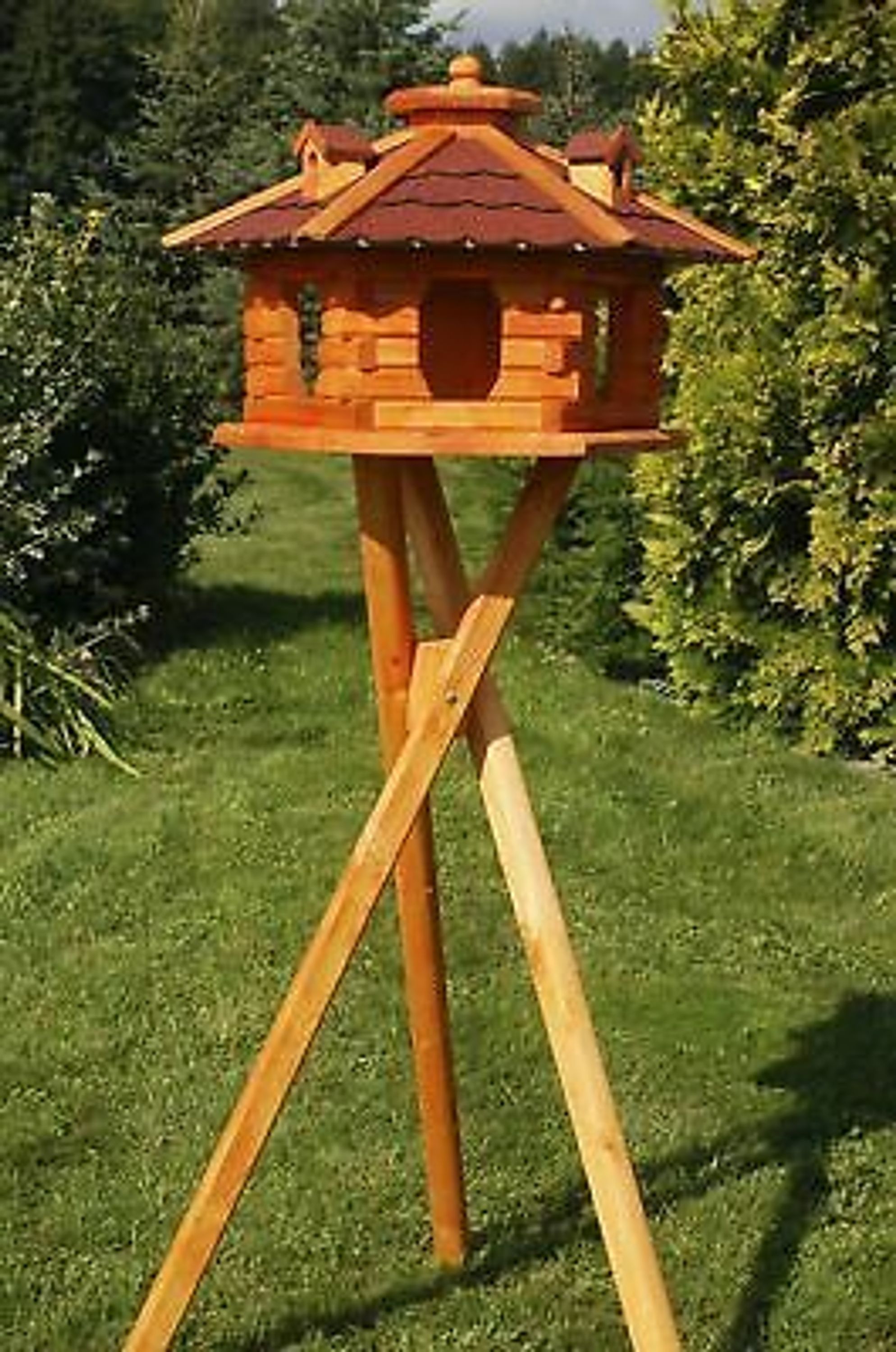 XXL Premium Vogelhaus mit Solar Beleuchtung + Ständer 135cm hoch
