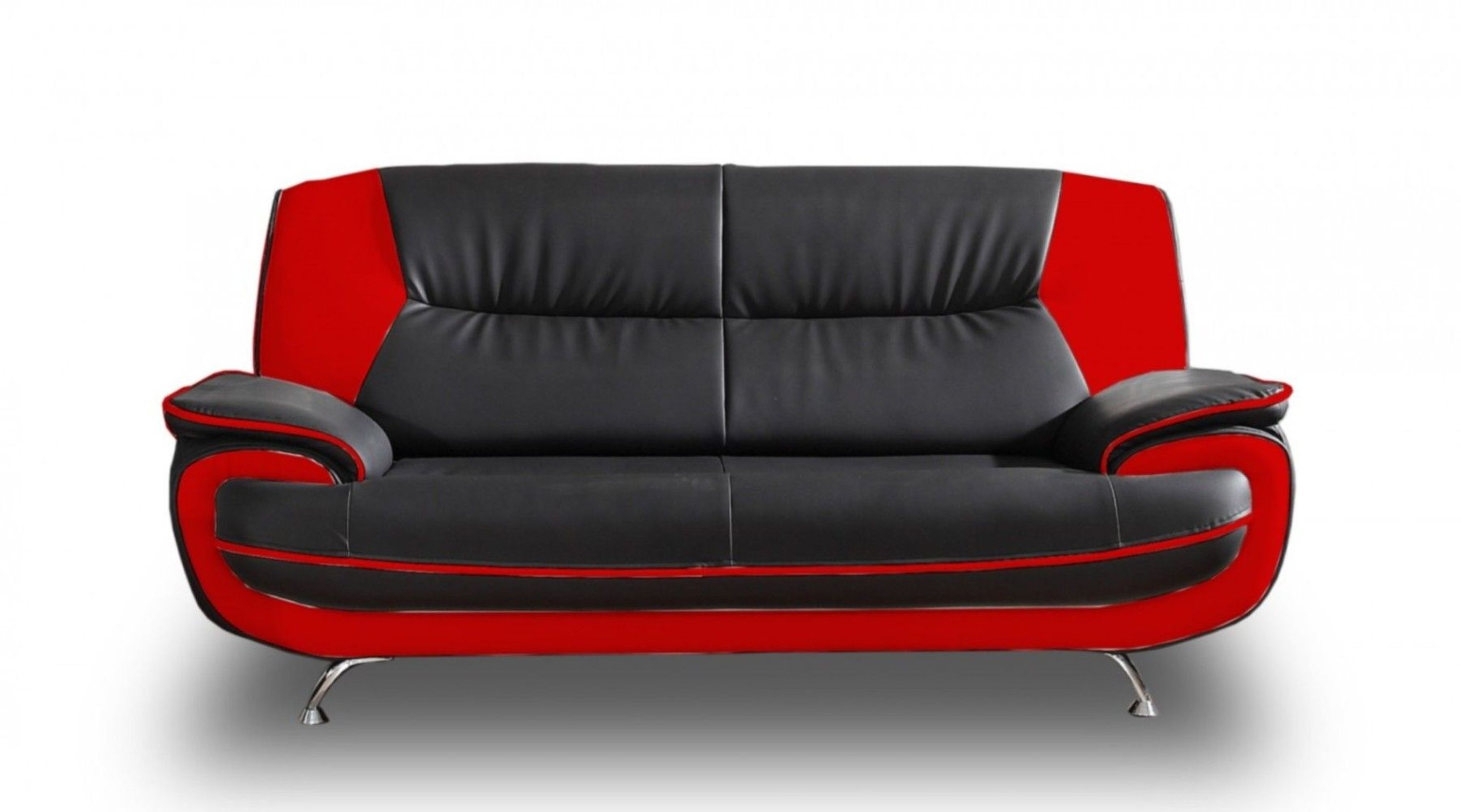 Onyx 3-Sitzer Sofa Couch Kunstleder Industrieleder schwarz weiss rot