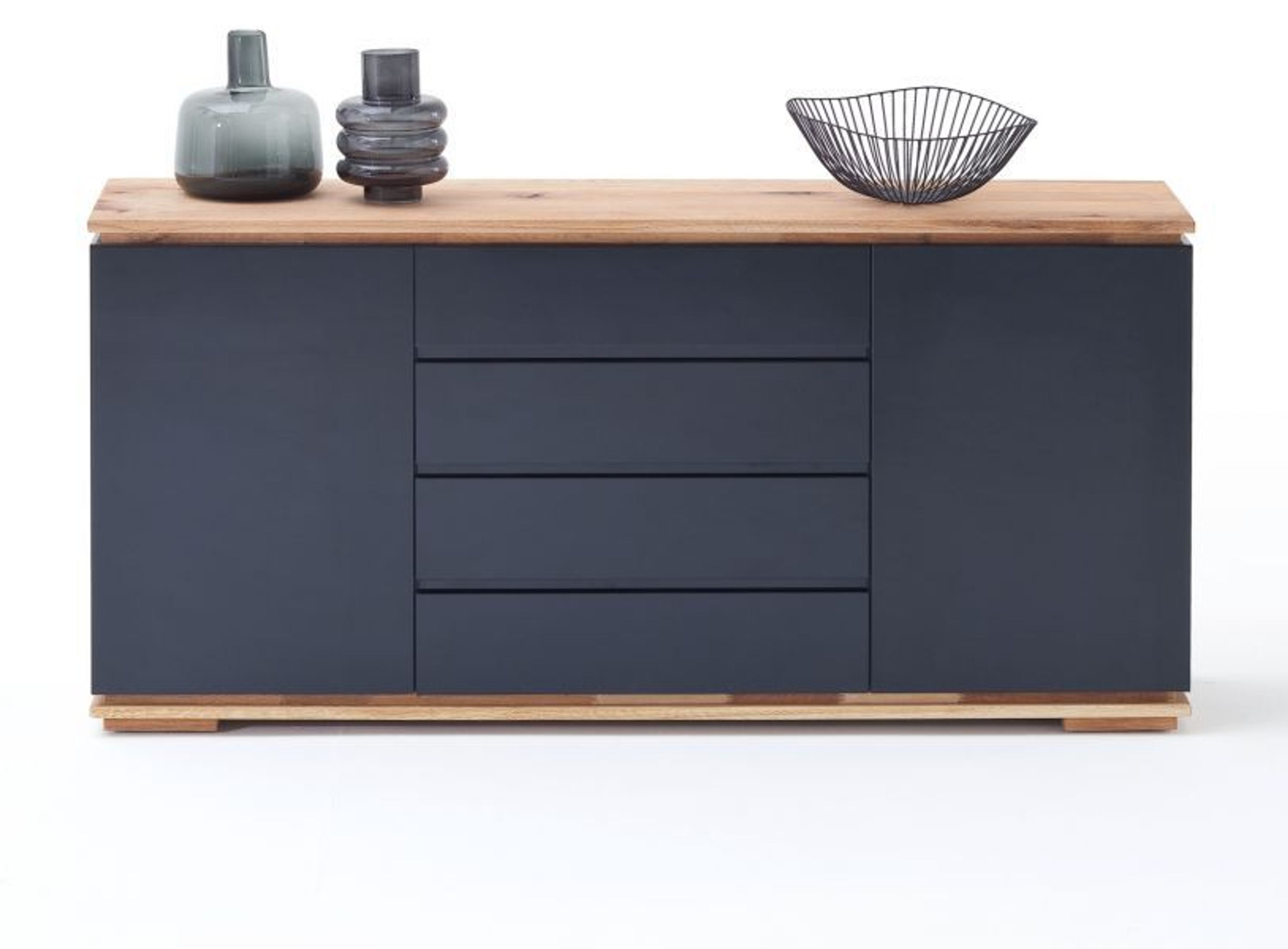 Sideboard schwarz Hochglanz und Eiche massiv Wohn- und Esszimmer