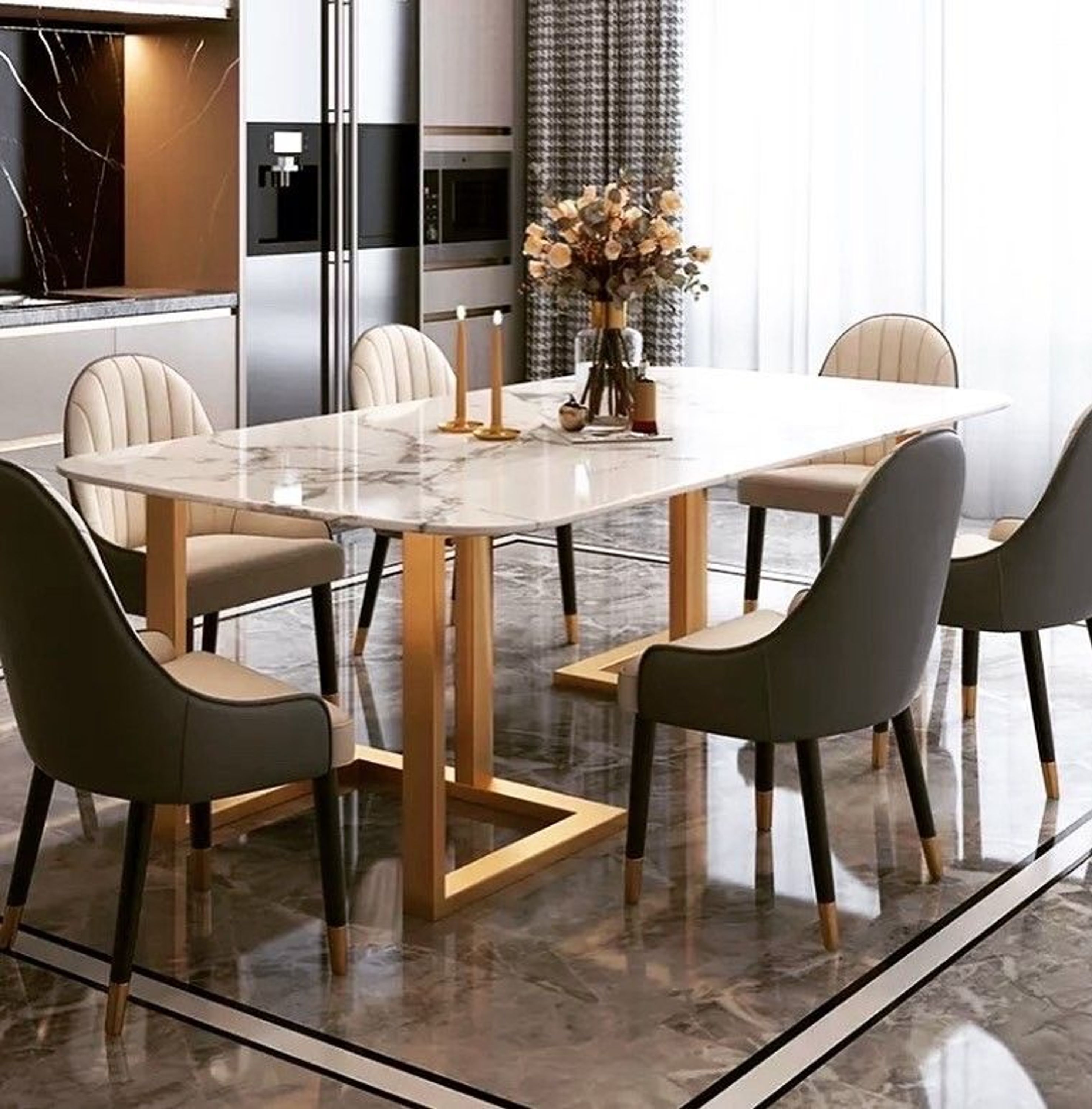 Sale neue Design Esszimmer Esstisch Marmor Tisch Gold Top kaufen bei