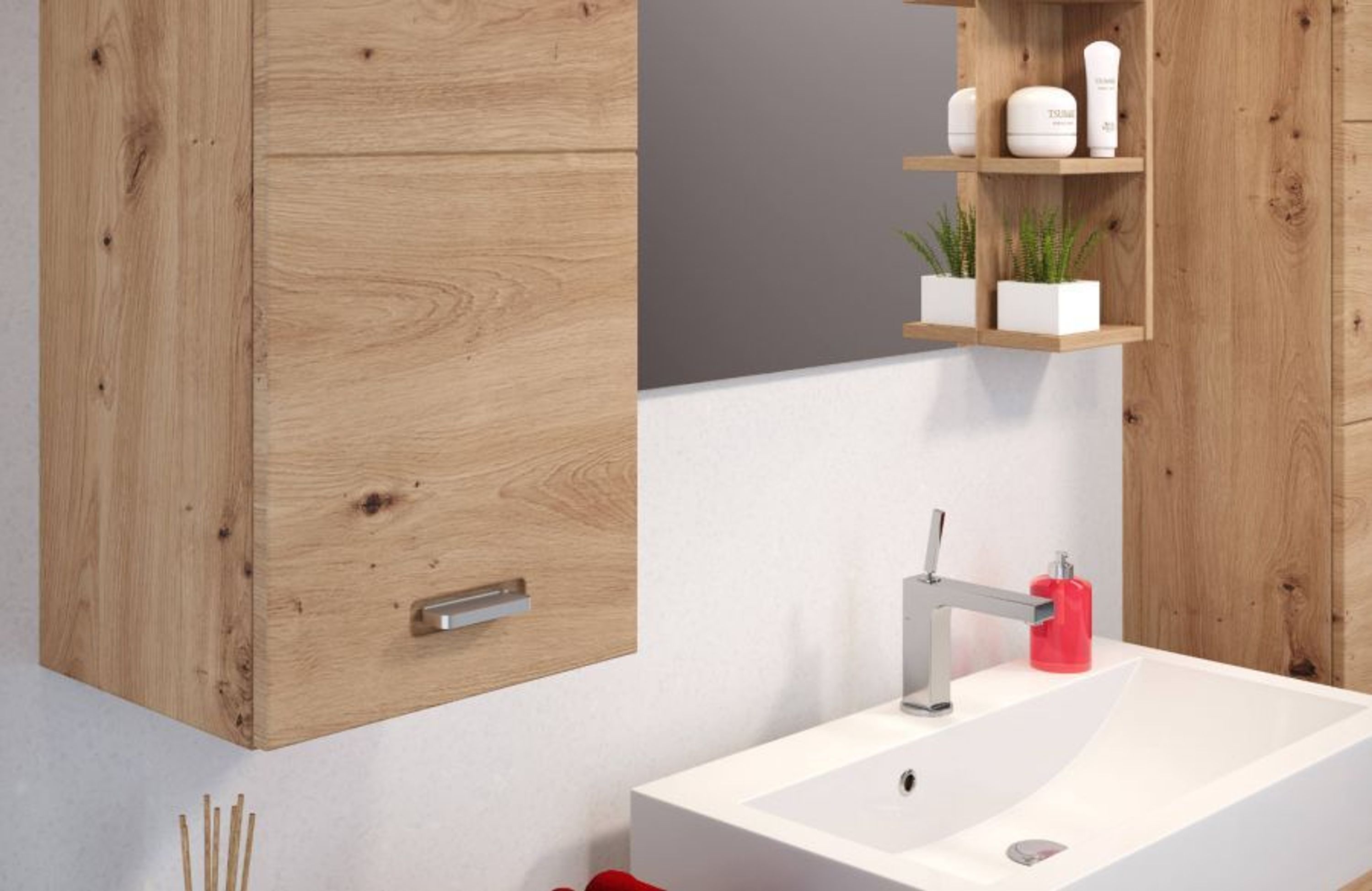 Badmöbel Badezimmer Set Bad komplett MIT Waschbecken Eiche Artisan