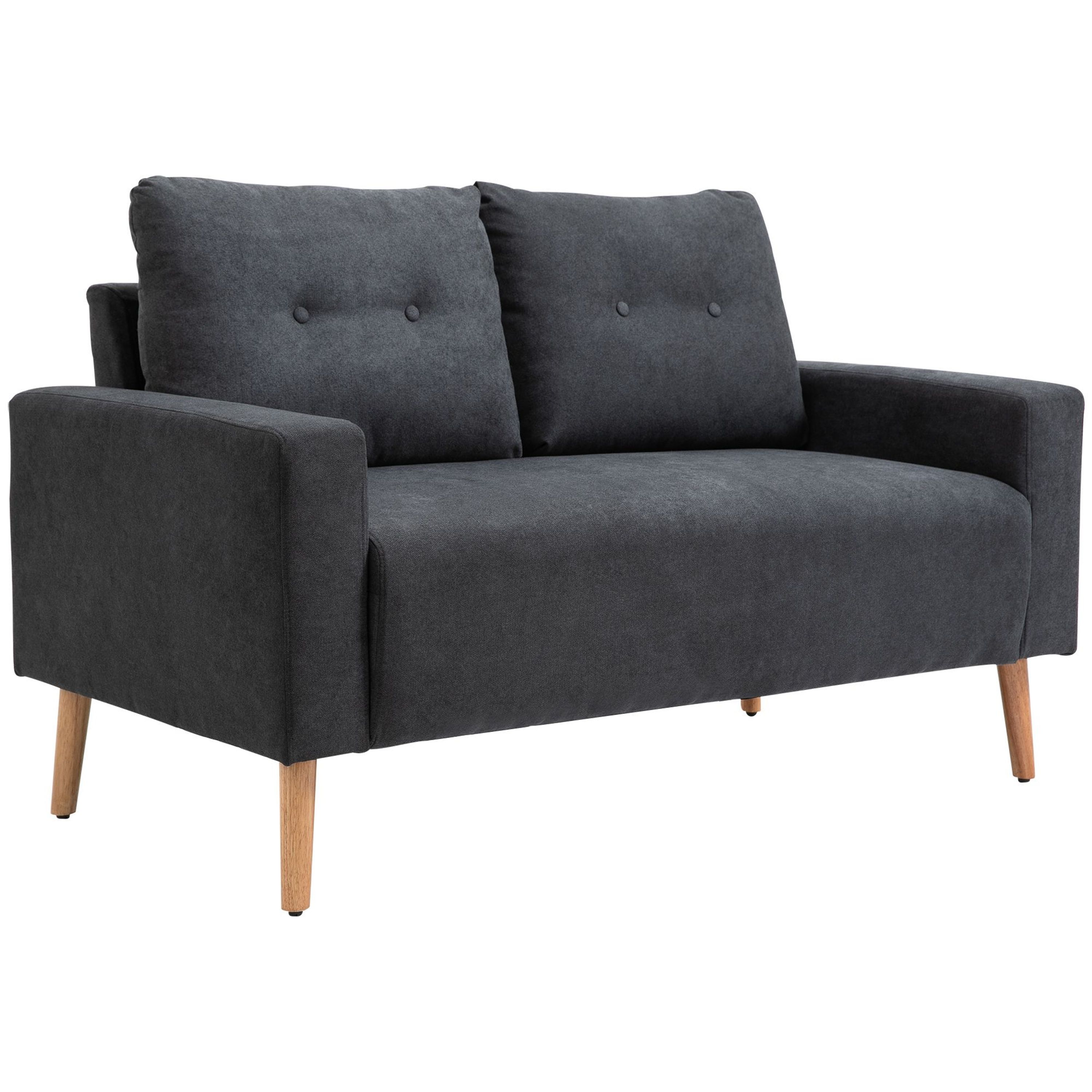 HOMCOM Sofa, 2-Sitzer, skandinavisches Design, Dunkelgrau, 145x76x88 cm