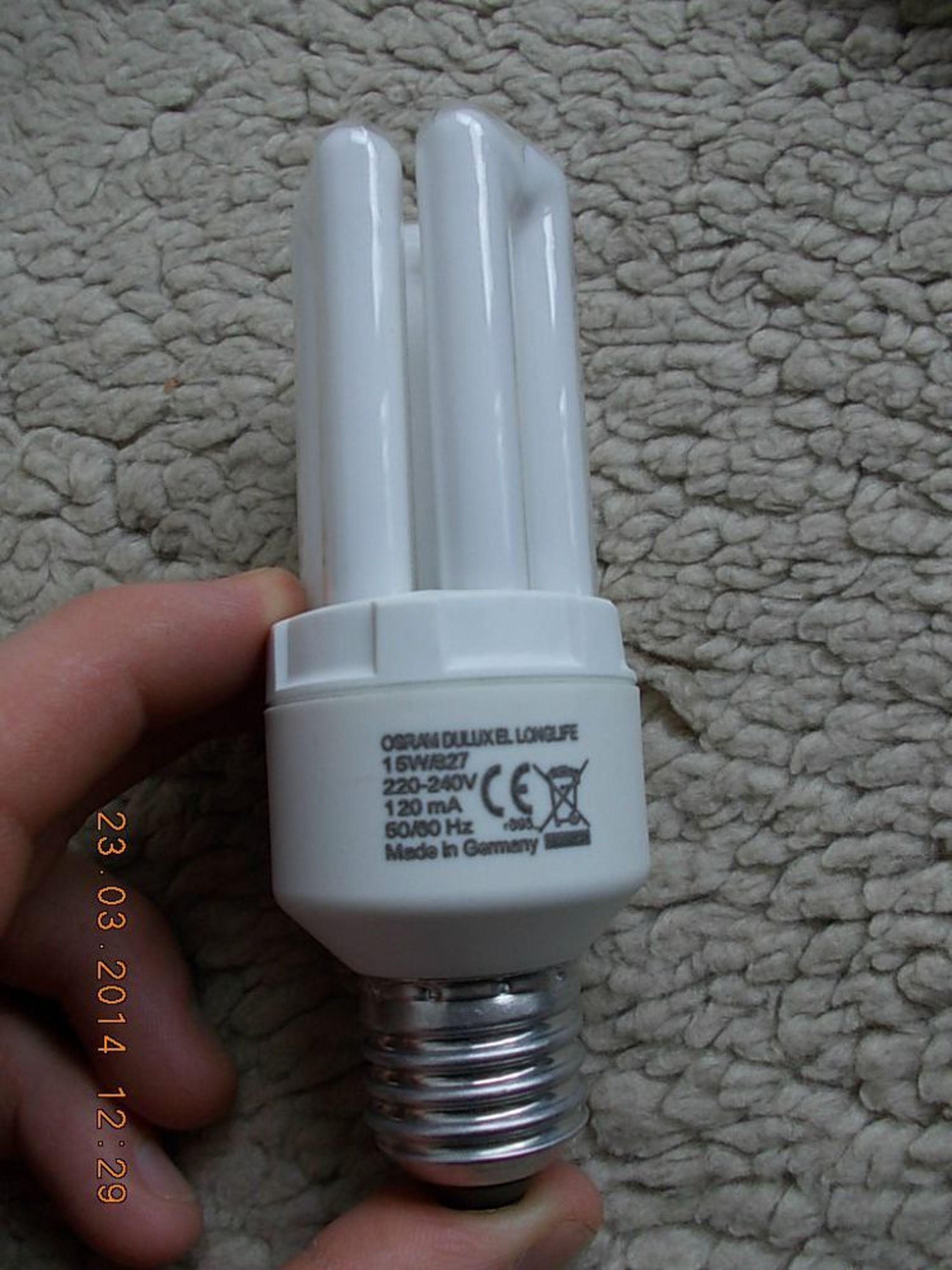 Osram Dulux EL Longlife 15W/827 220-240V 120mA 50/60 Hz Made in Germany ...