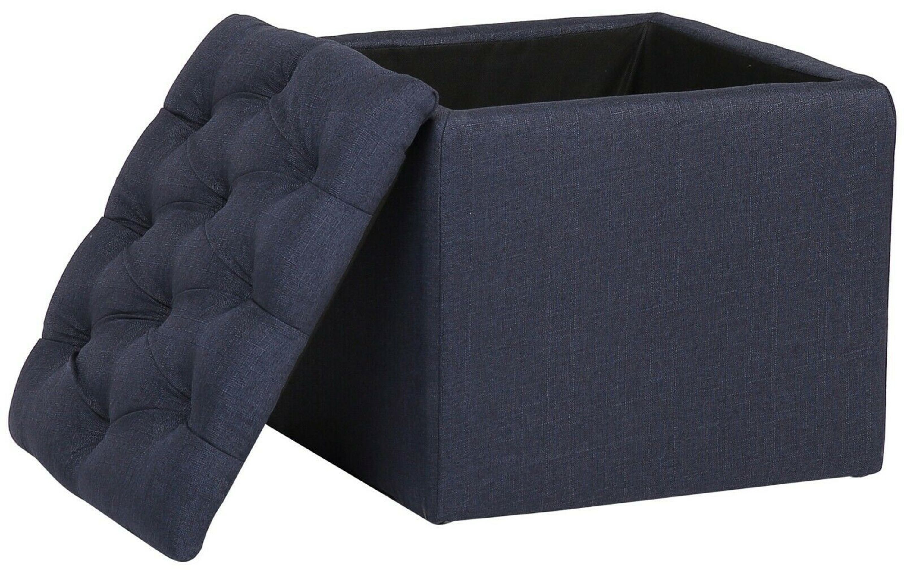 Sitzhocker Stoff blau Polsterhocker Aufbewahrungsbox Sitzwürfel modern