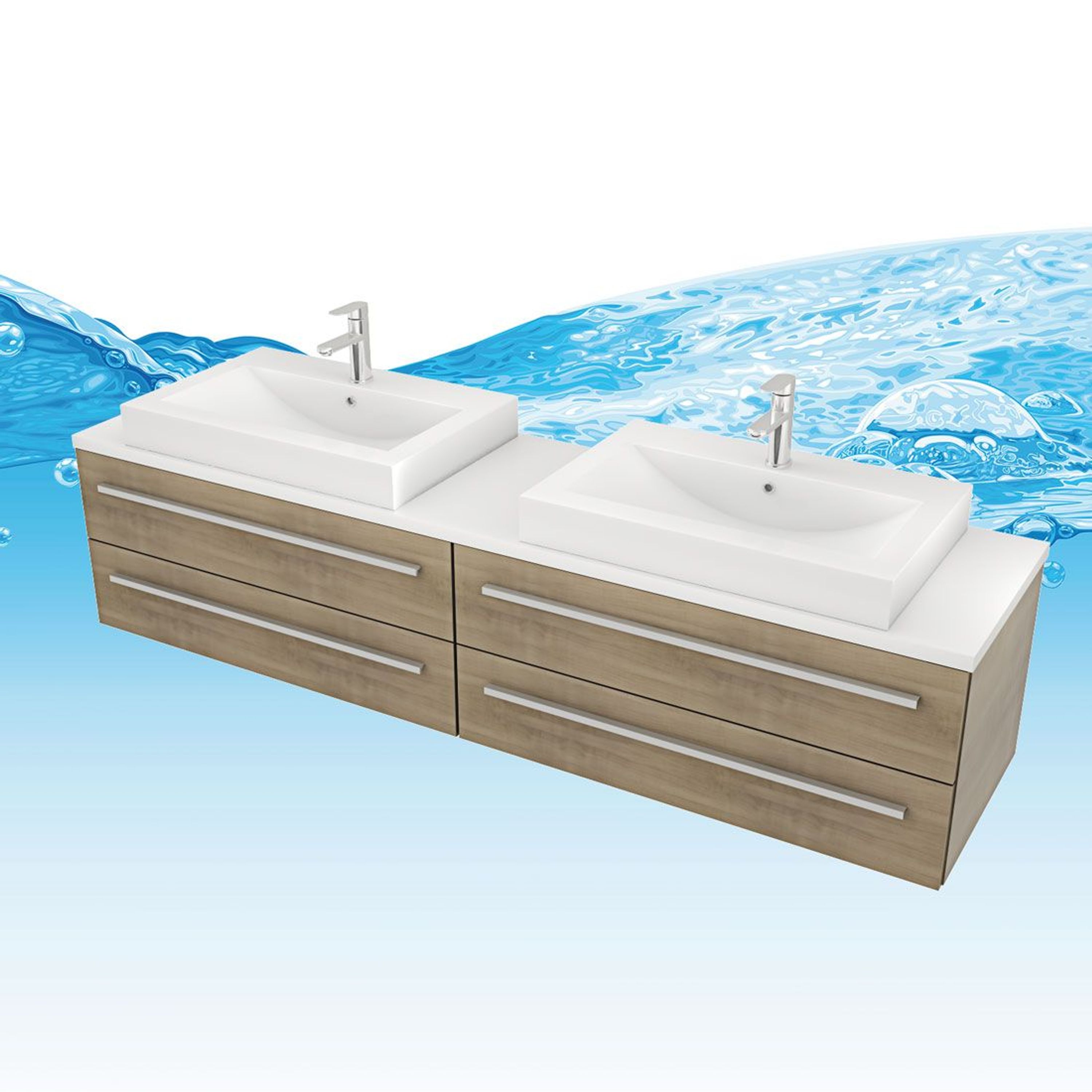 Waschtisch Waschbecken City 201 Eiche braun Badezimmermöbel Badmöbel