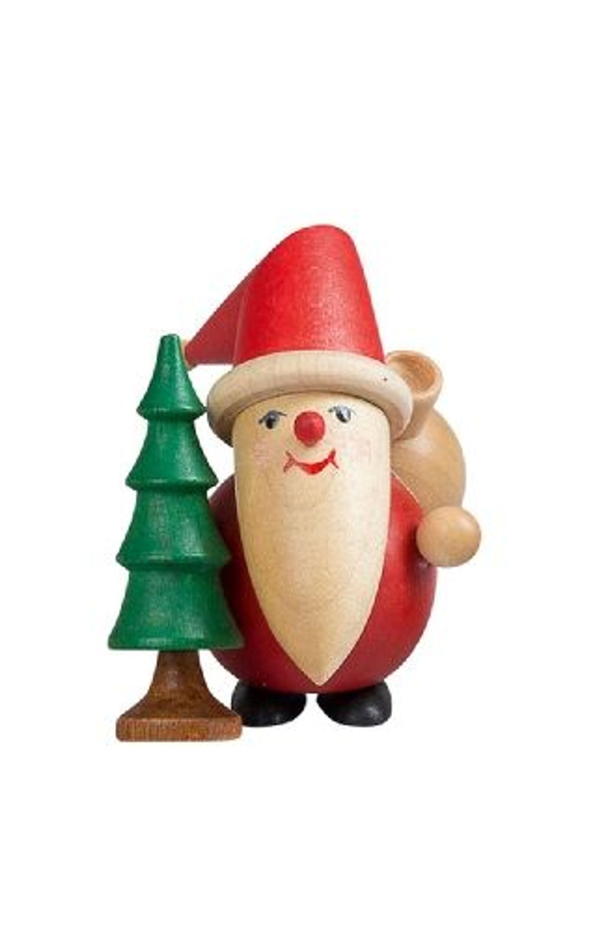 Holzfigur Weihnachtsfigur Lustiger Weihnachtsmann mit Baum ca.8cm NEU